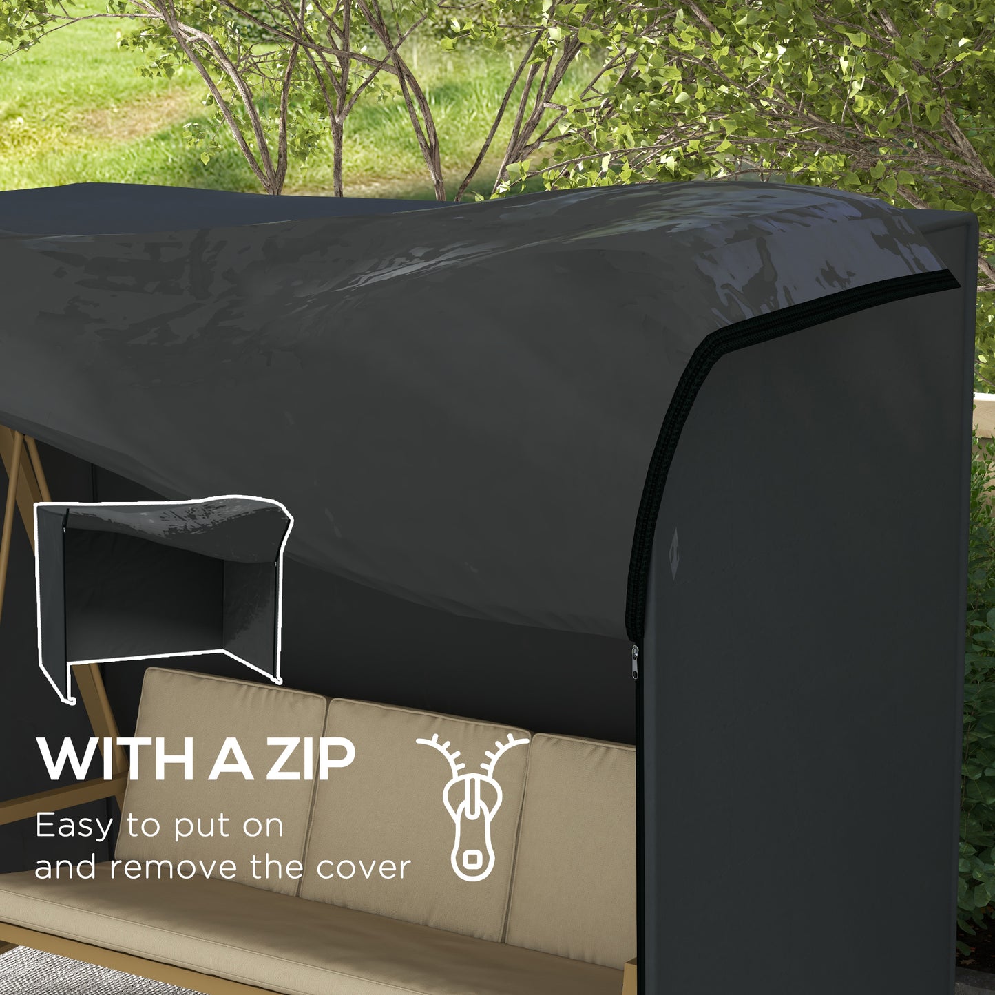 220 x 125cm Three-Seater Swing Chair Protective Cover