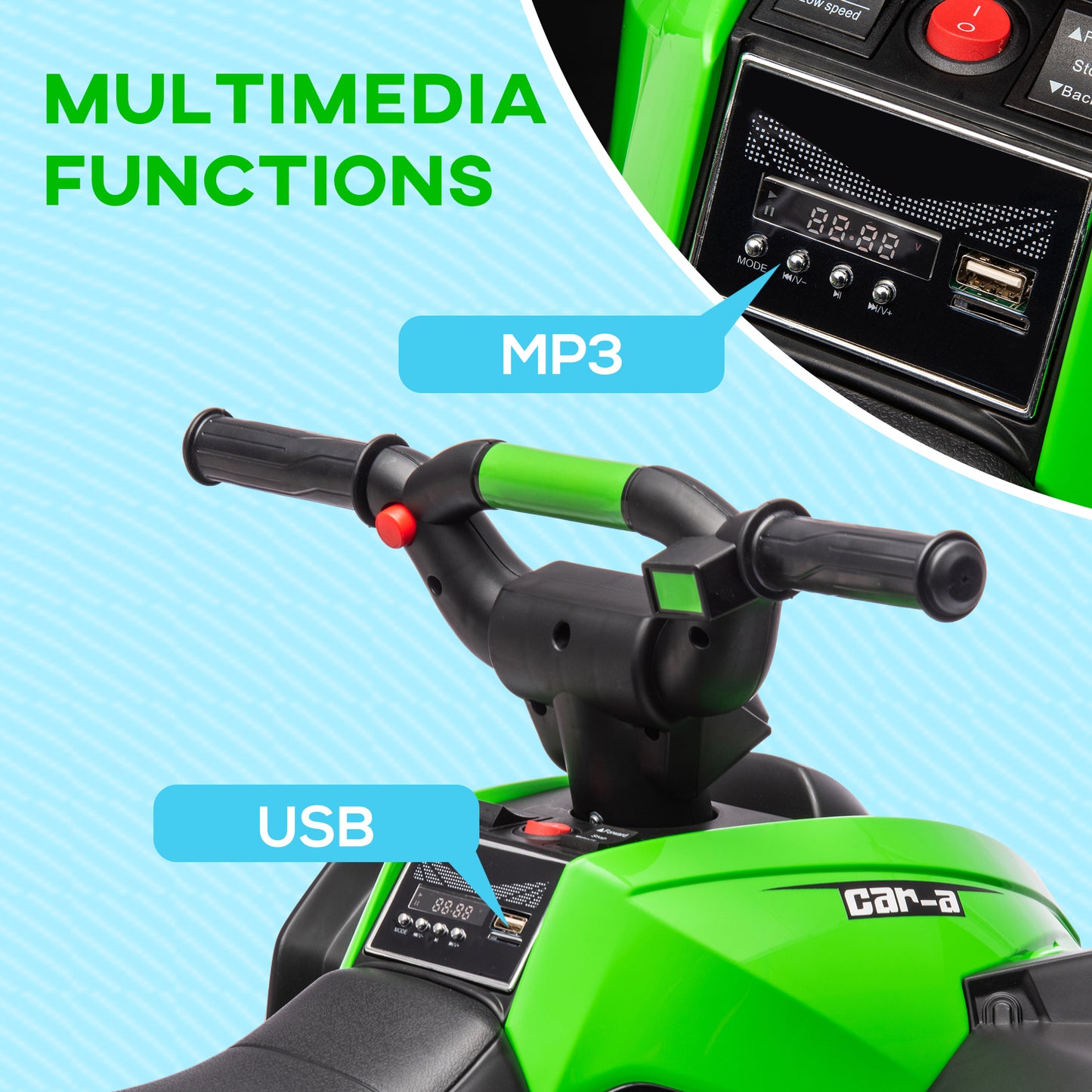 12V Ride-On Quad Bike, with Music, Horn, LED Lights