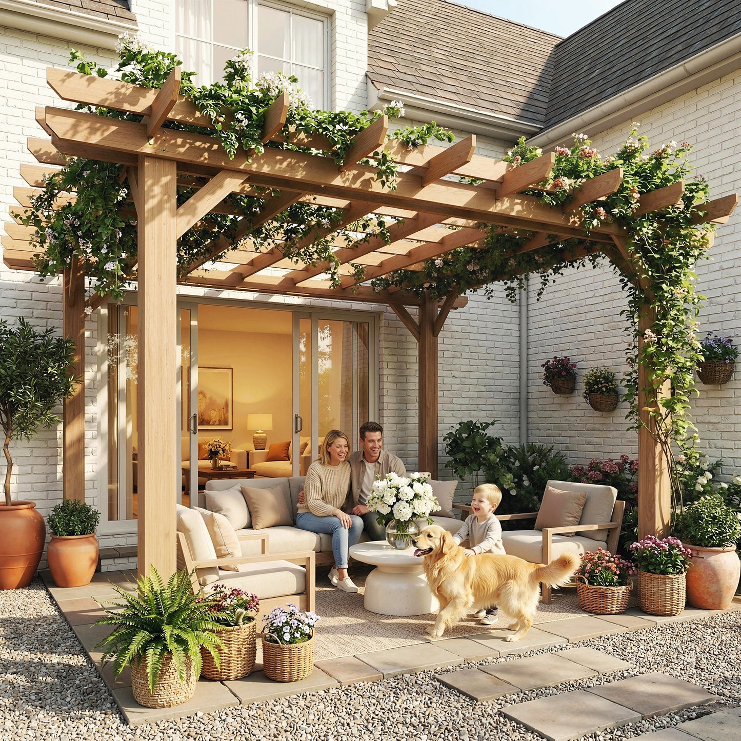 Graden Pergola Kit, Wooden Pergola Gazebo Grape Trellis