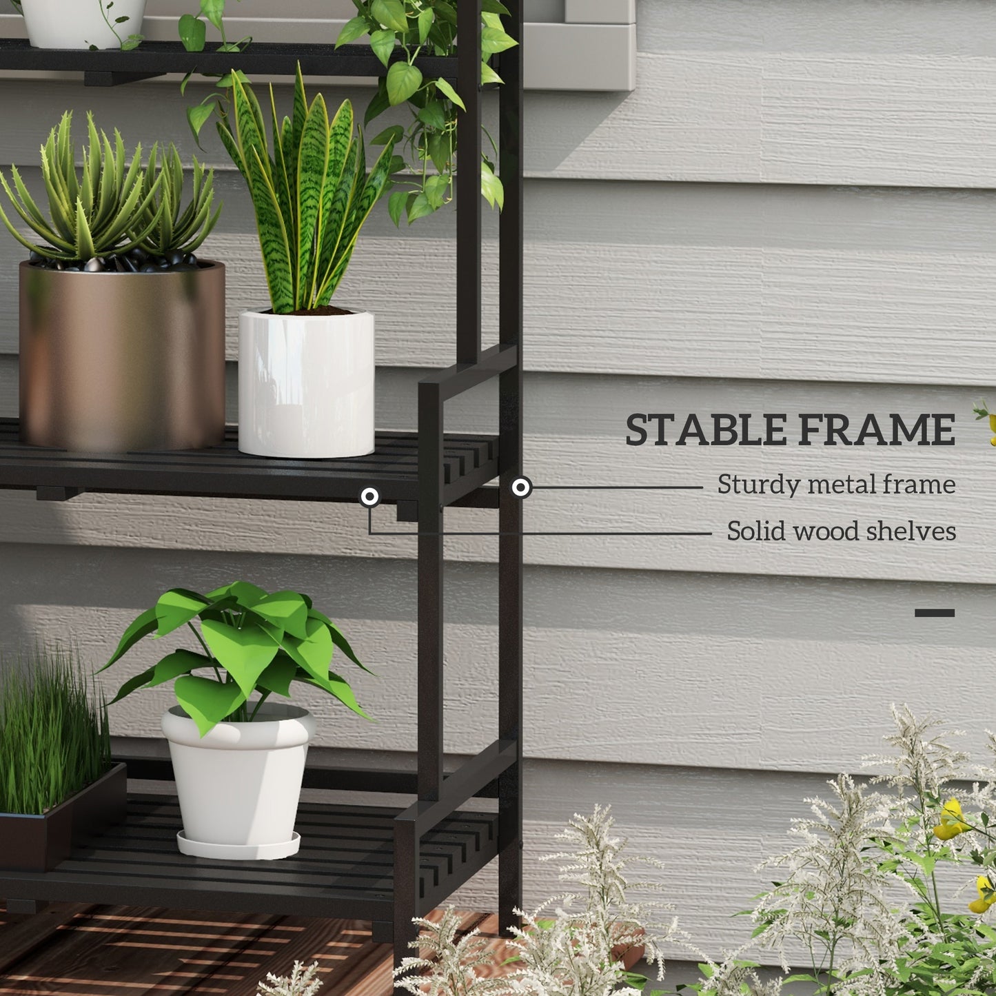 3 Tiered Plant Rack with Hanging Hooks