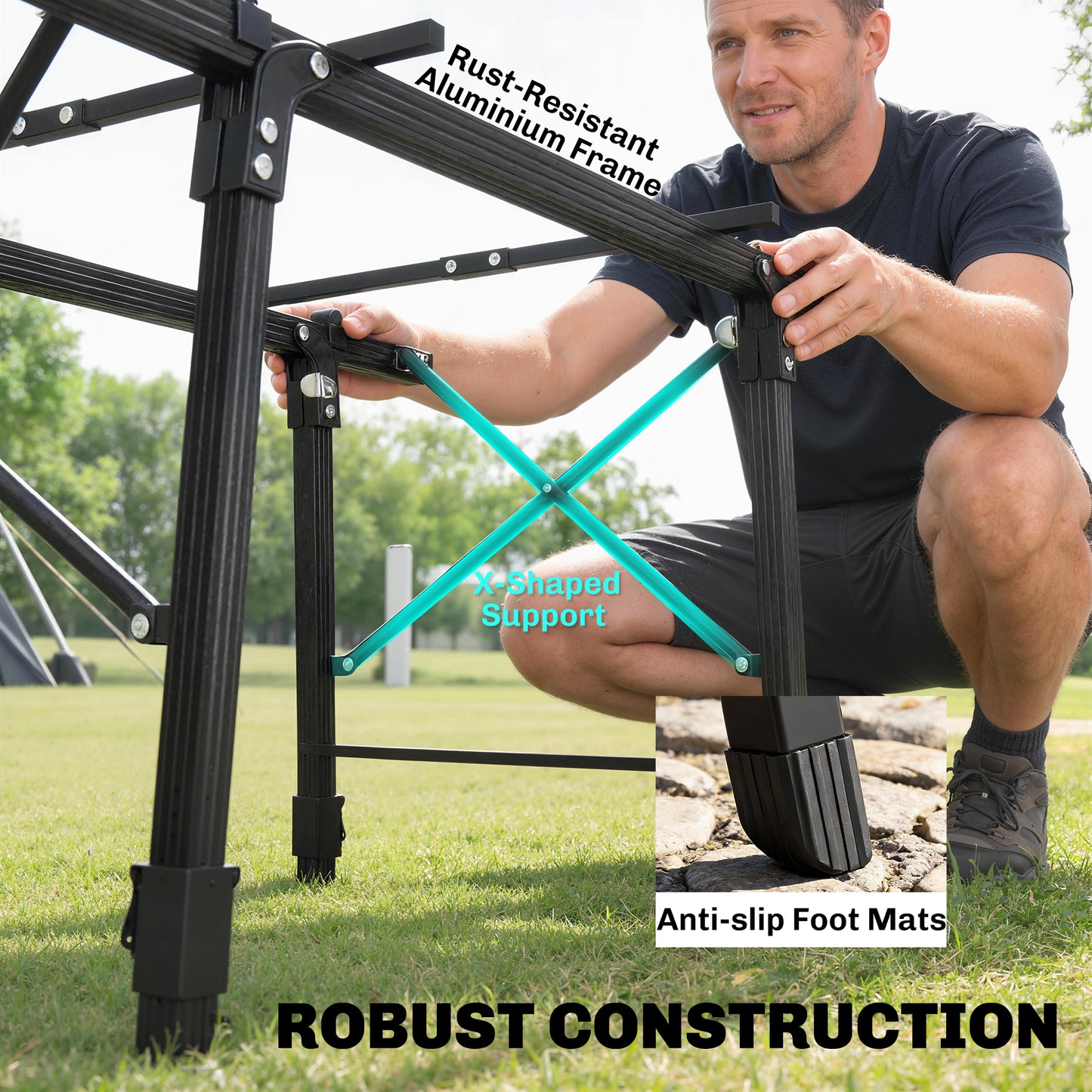Folding Camping Table, 90 x 55 cm Height Adjustable Portable