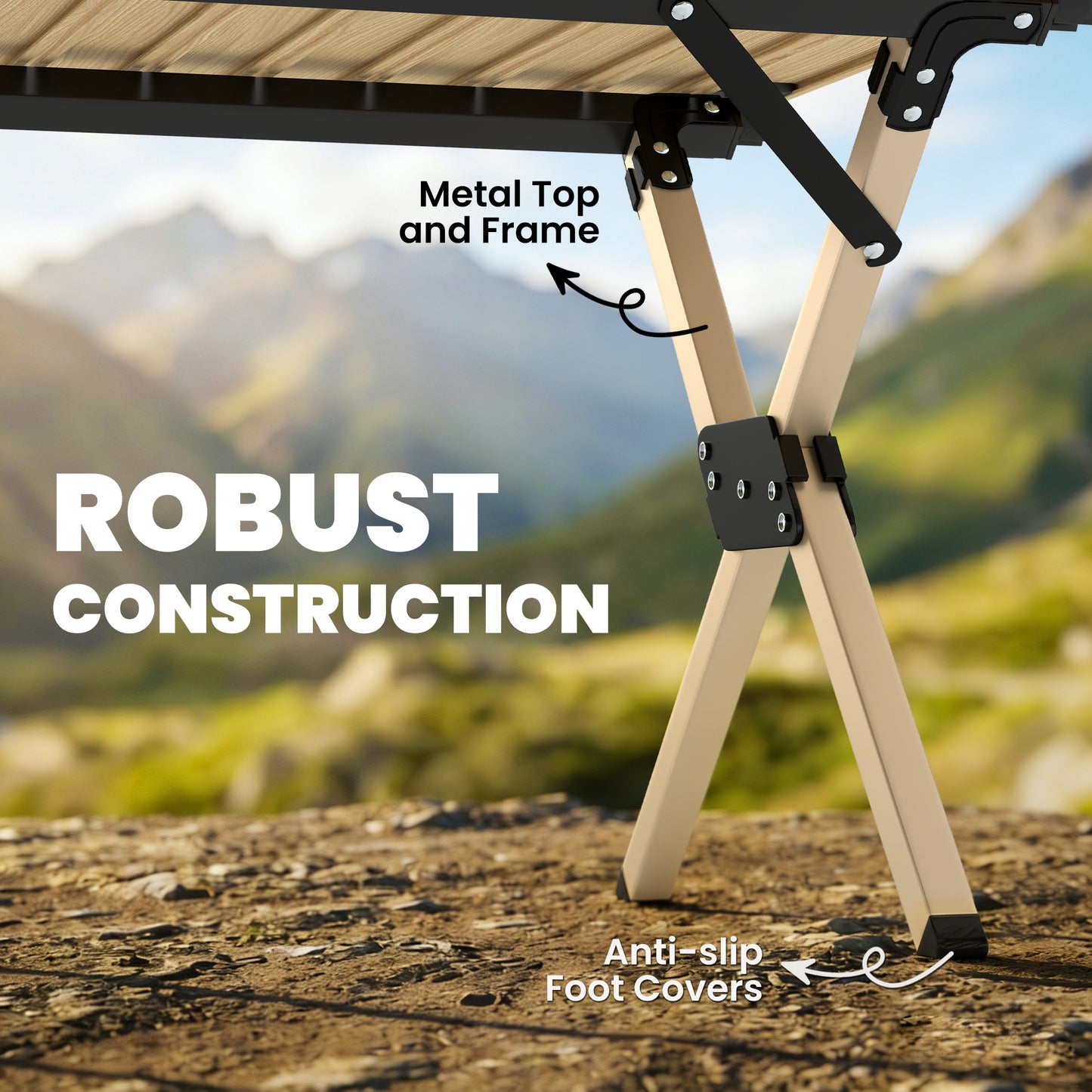 4ft Folding Camping Table, Waterproof Picnic Table with Roll Up Top
