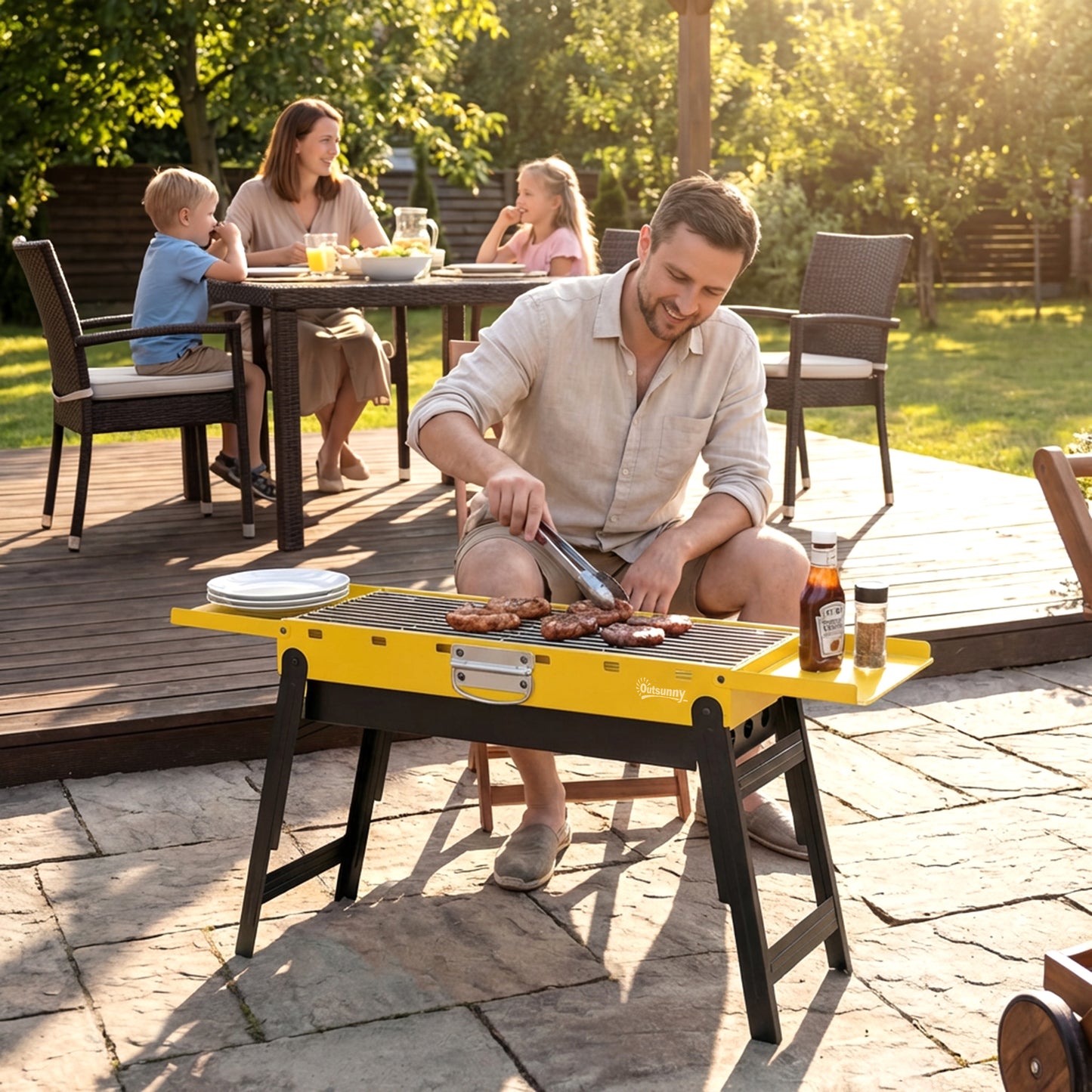 Portable BBQ Grill, Foldable Charcoal Grill for Camping and Picnics