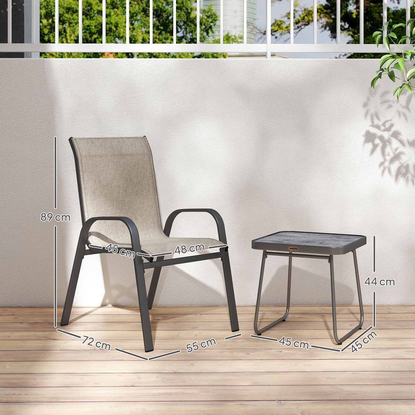 3 Pieces Outdoor Bistro Set