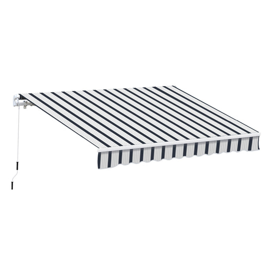 Manual Retractable Awning, 4x3 m-Blue/White