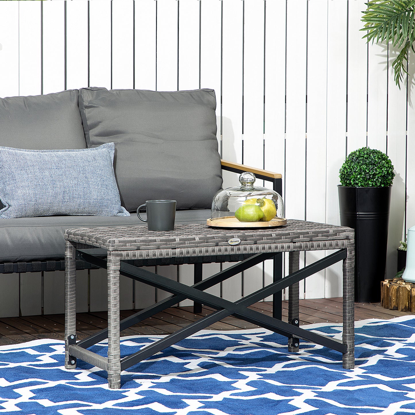Outdoor Coffee Table, Garden PE Rattan Side Table
