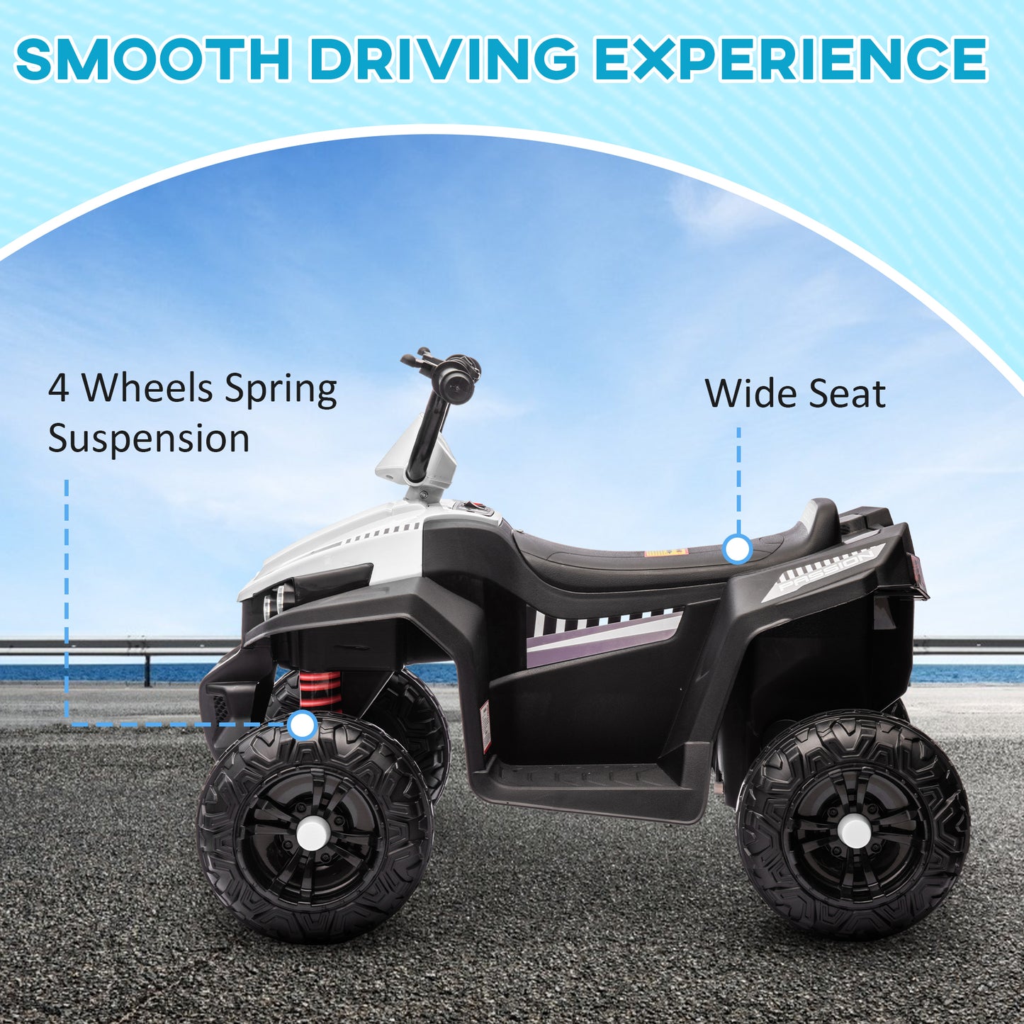 12V Kids Electric Quad Bike w/ Spring Suspension System, Forward