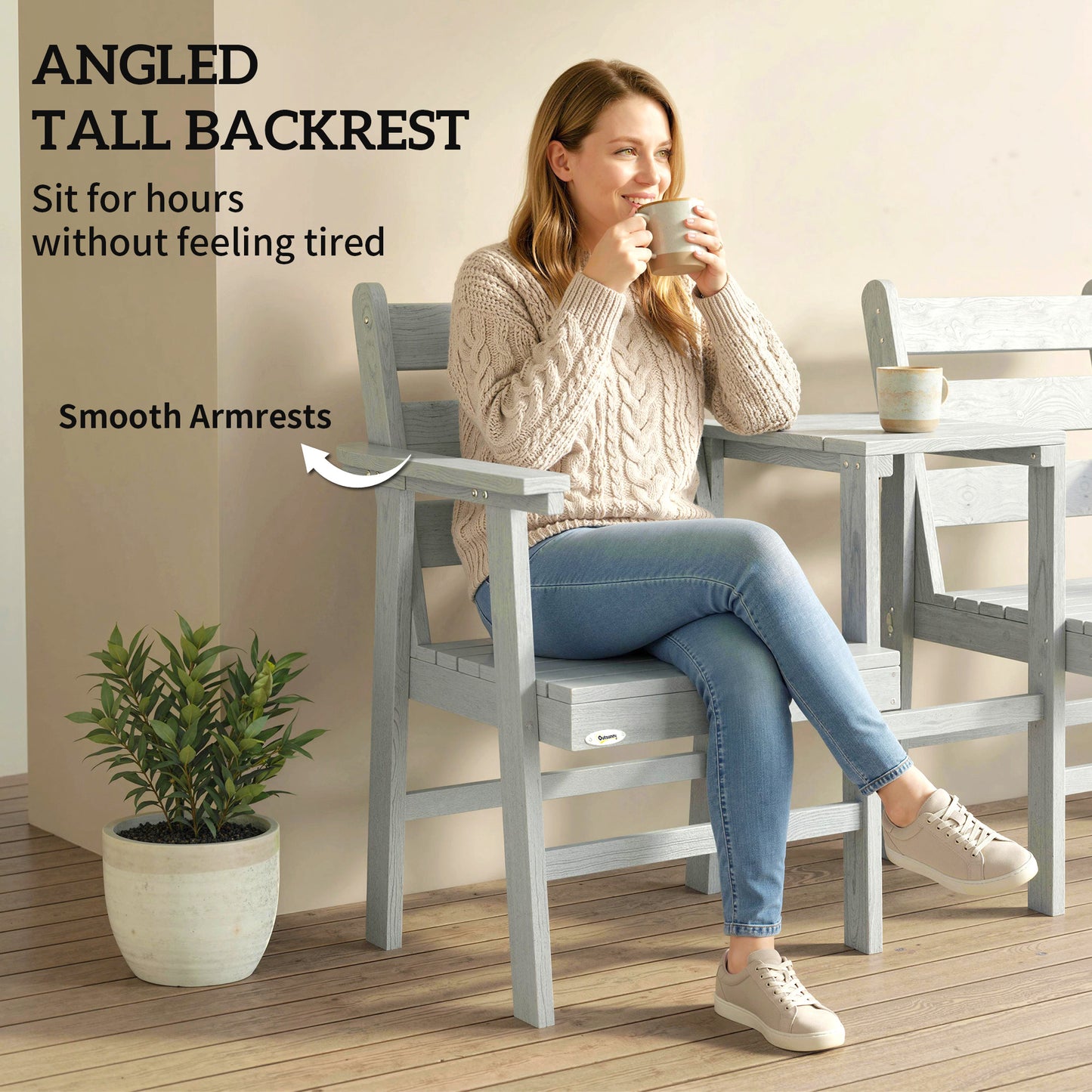 Outdoor Garden Loveseat, Embossed Wooden Jack and Jill Garden Seat