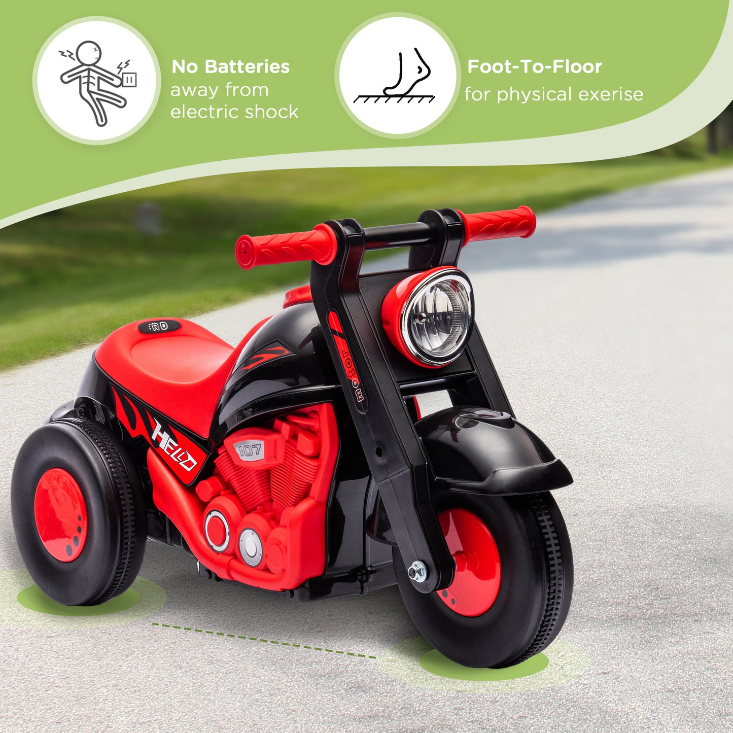Foot To Floor Sliding Kids Ride On Car with Music, Bubble
