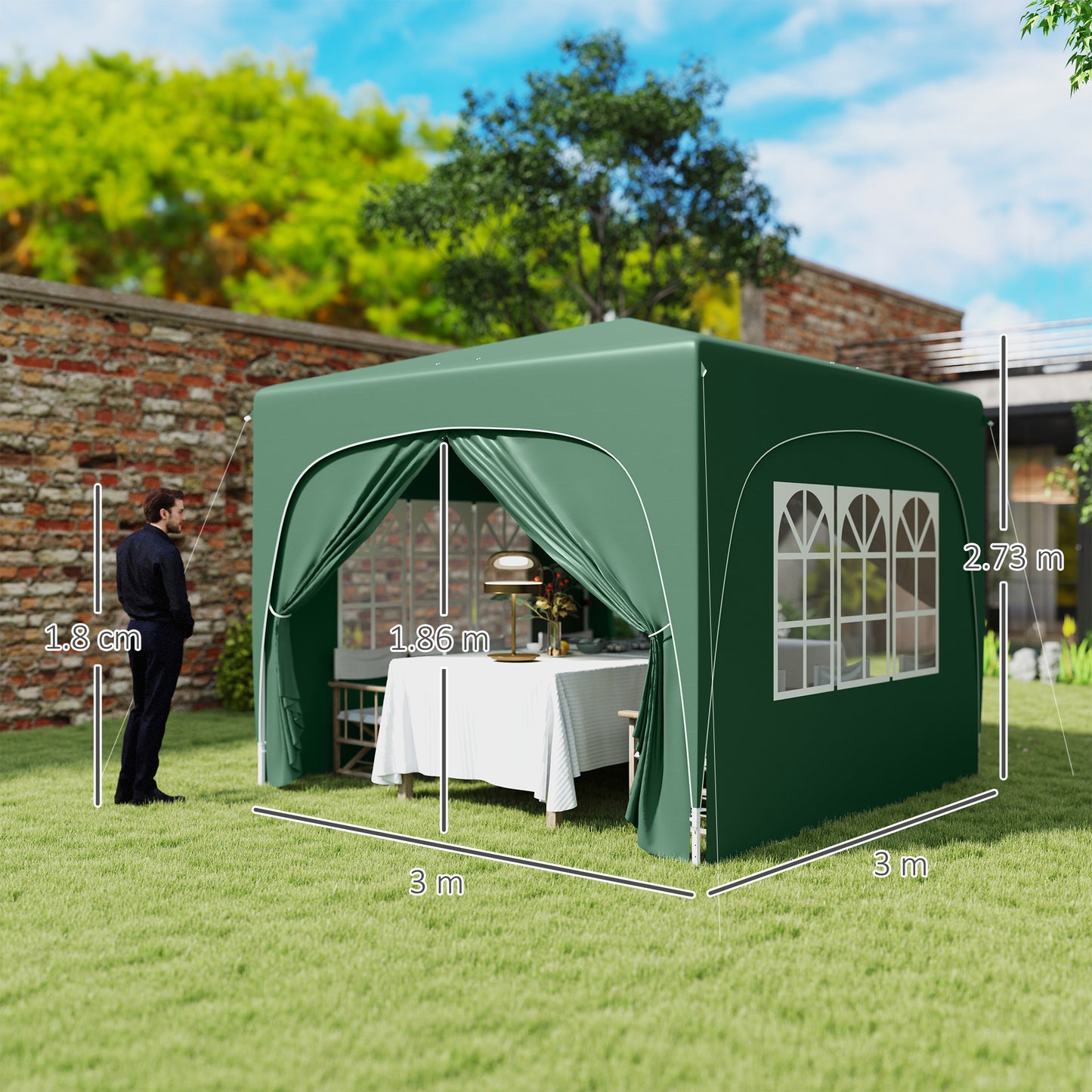 3 x 3m Pop-Up Gazebo Shelter, with Accessories