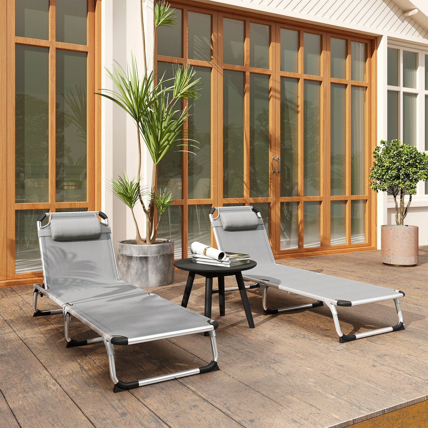 Foldable Outdoor Sun Lounger Set of 2