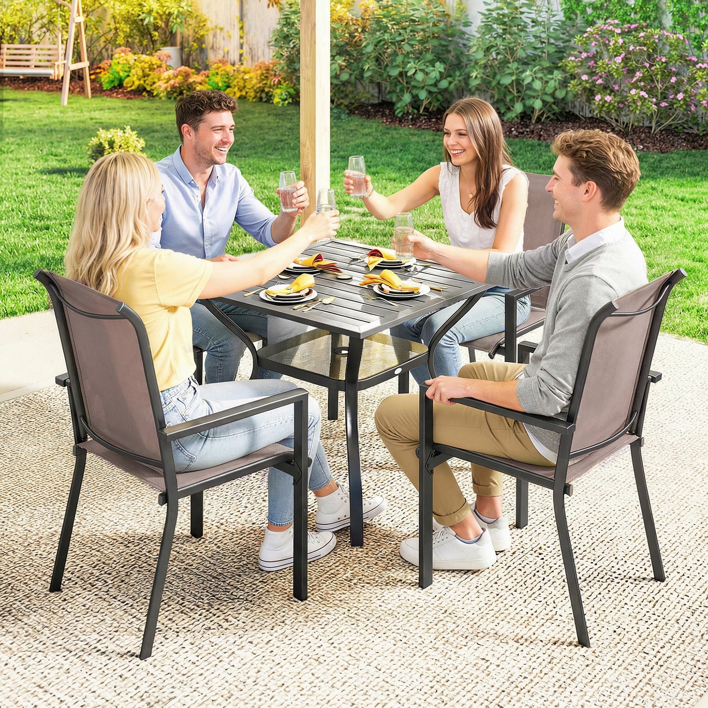 5 Pieces Outdoor Dining Set for 4