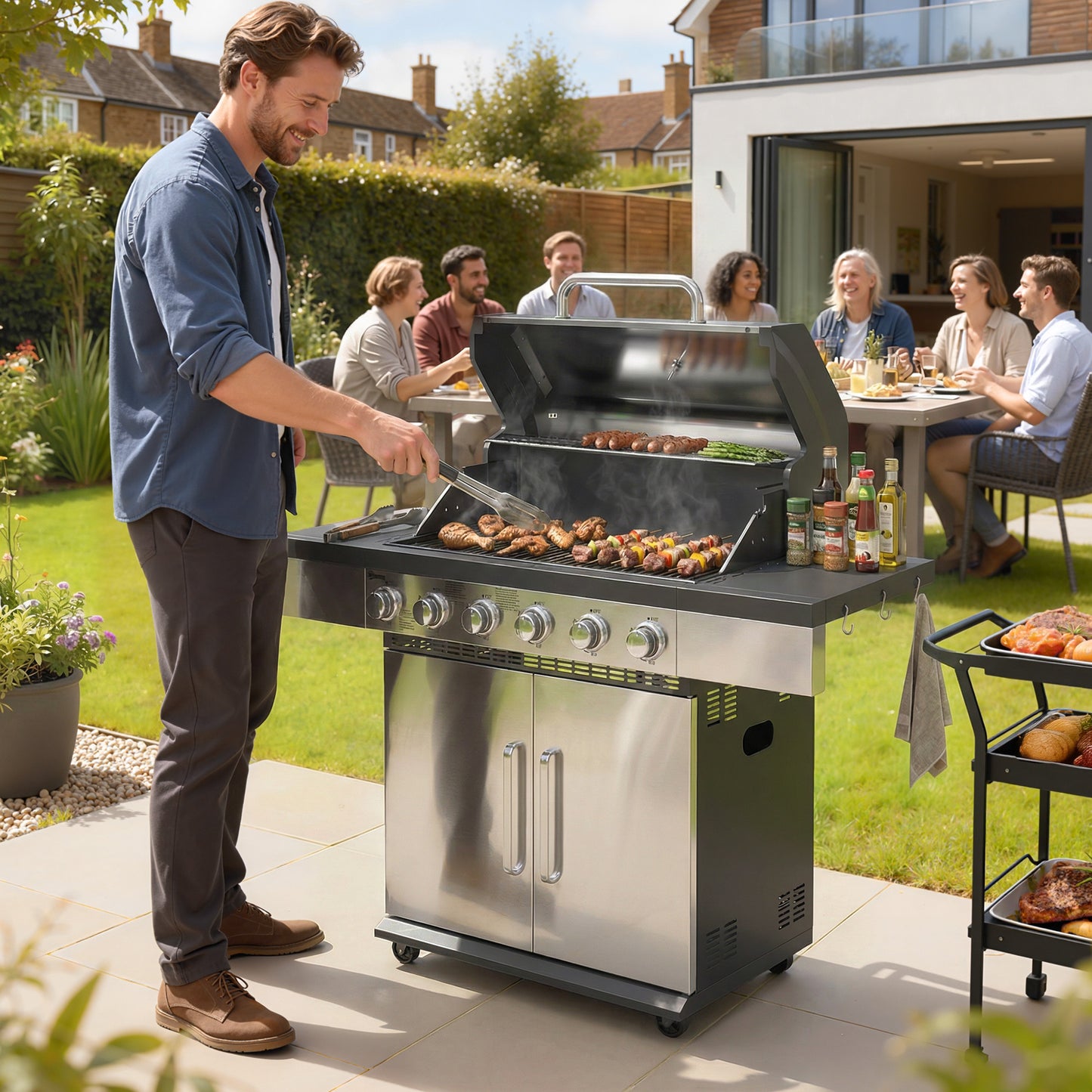 6 Burner Liquid Propane Gas BBQ Grill
