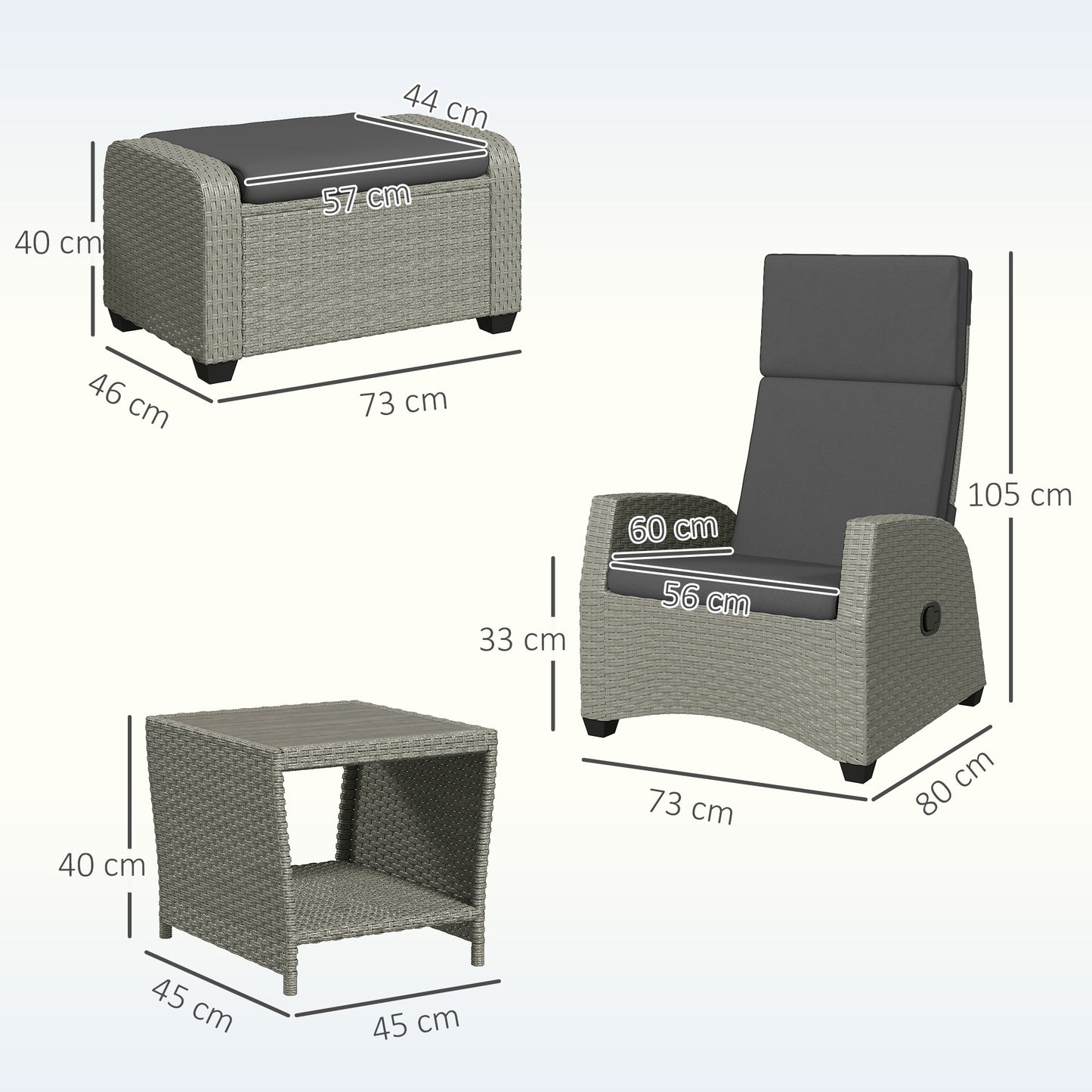 5-Piece Rattan Garden Furniture Set with Cushions