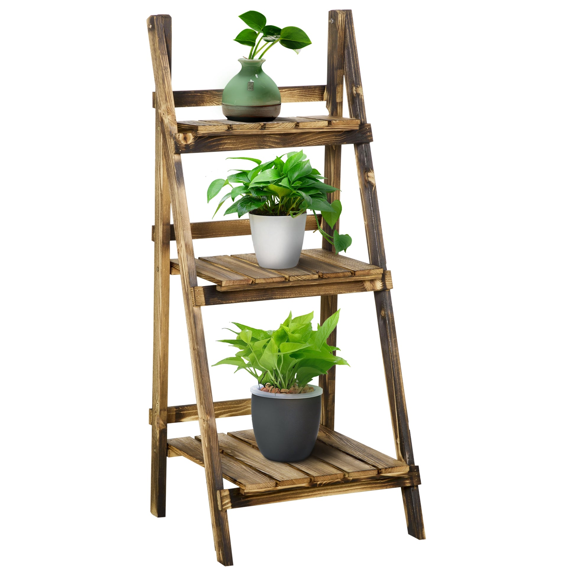 Wooden Folding Flower Pot Stand 3 Tier Garden Planter Display (2)