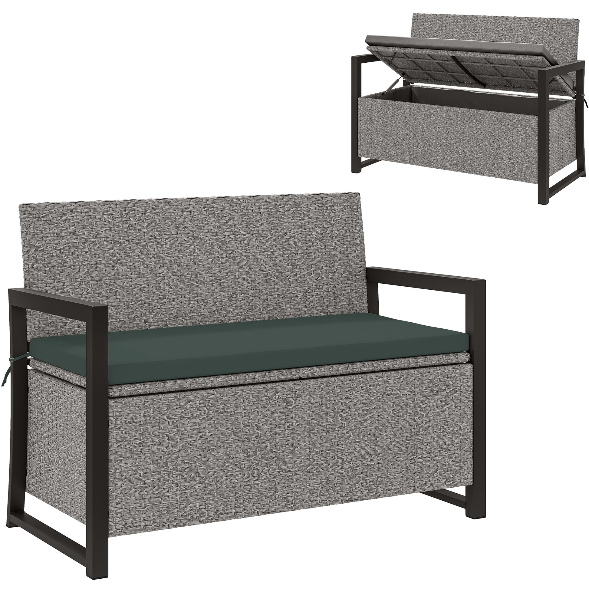 151.5L Storage Garden Bench, with Cushion