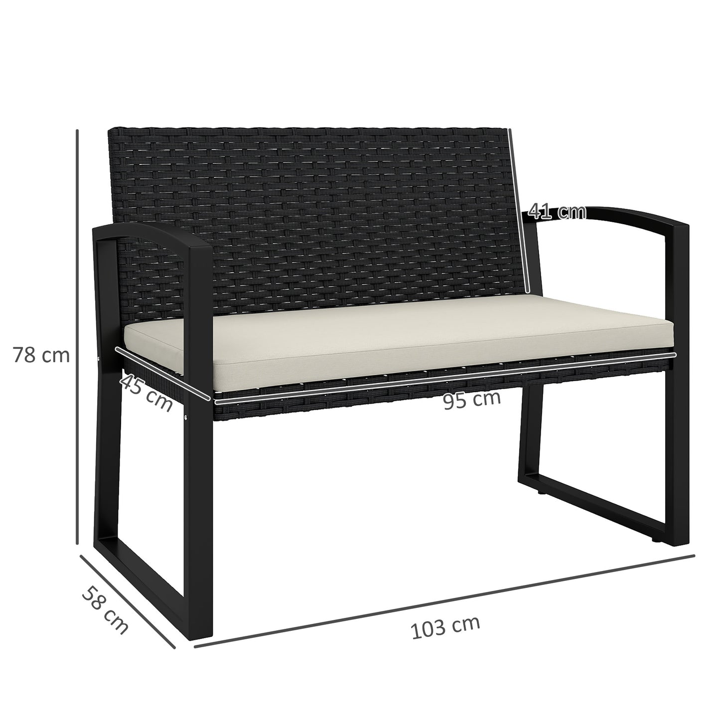 Two-Seater Rattan Garden Bench