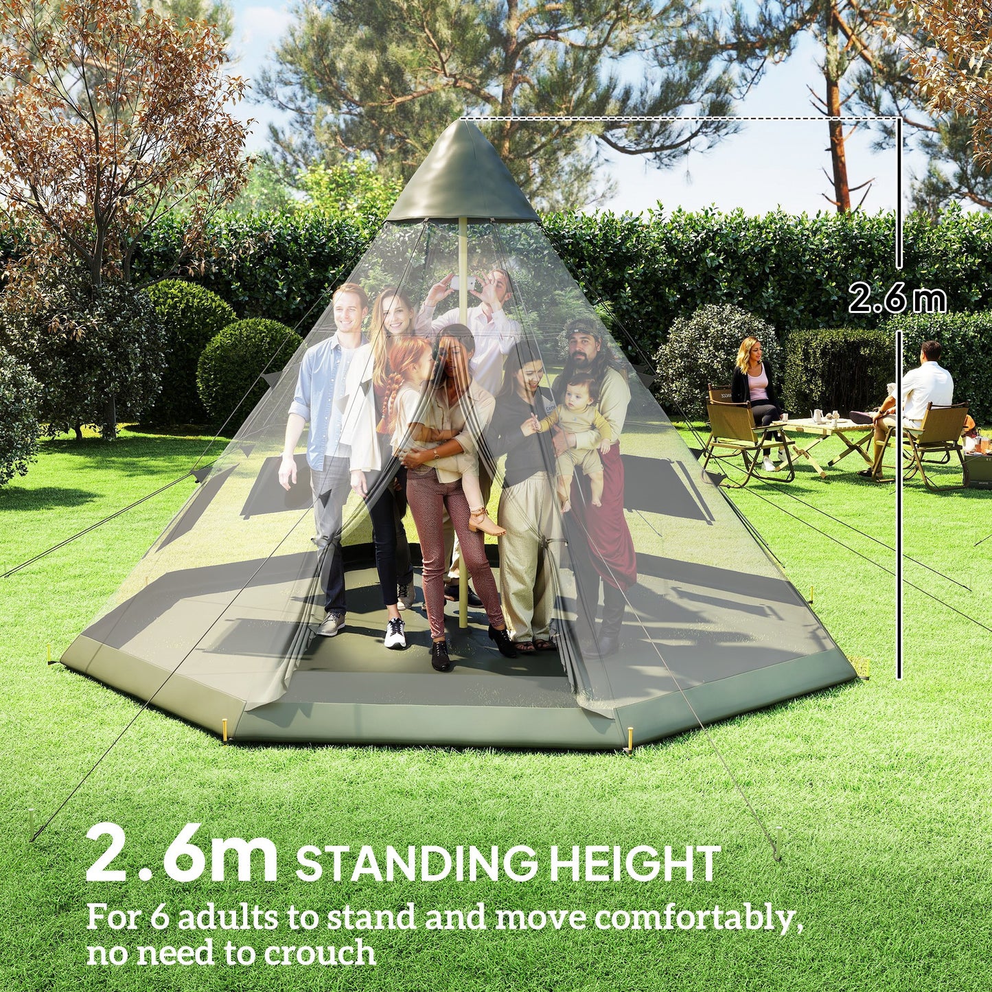 6 Men Tipi Tent with Carry Bag