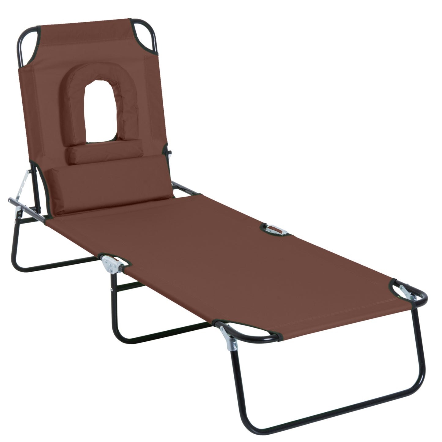 Folding Sun Lounger with Face Hole