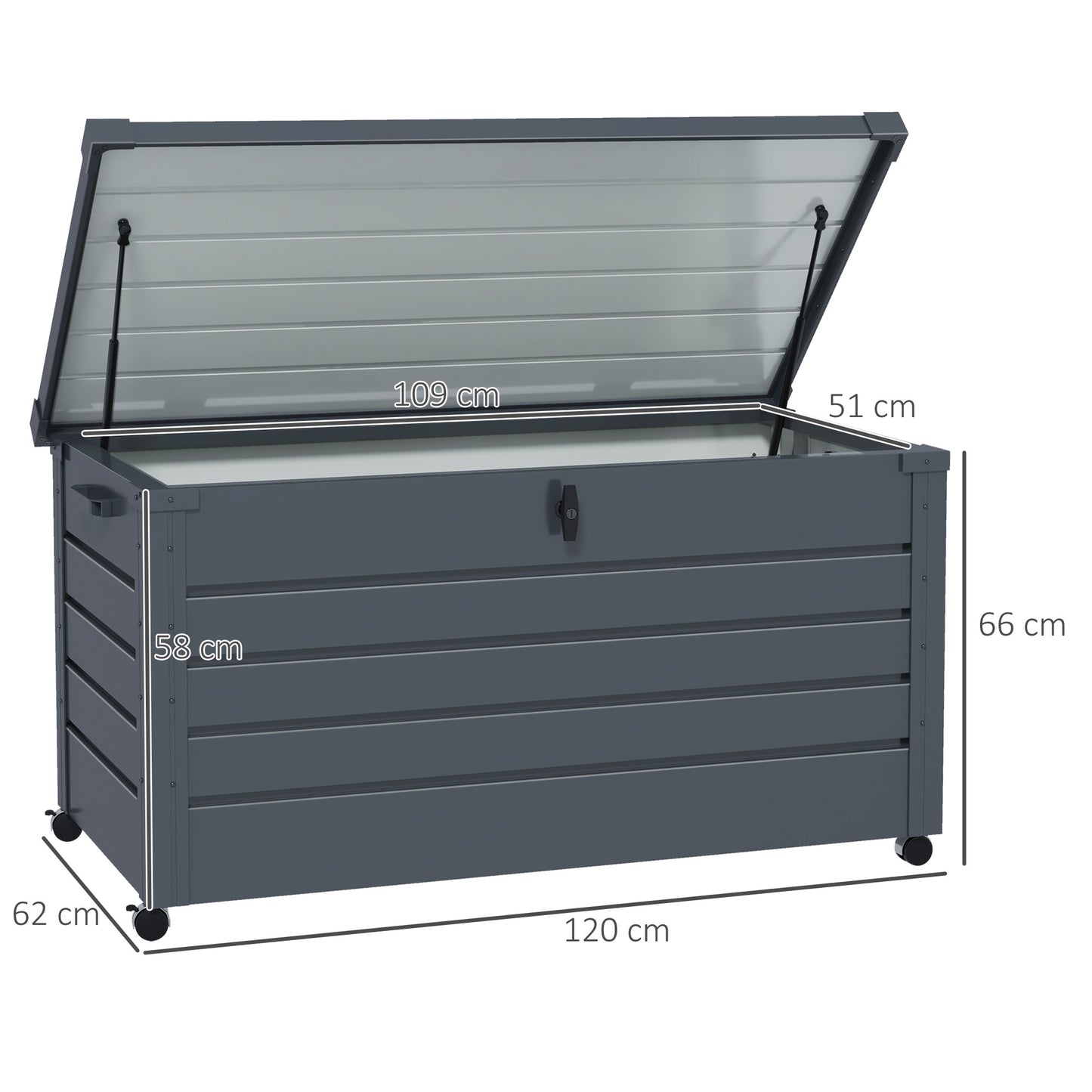 311L Galvanised Steel Garden Storage Box, with Lock