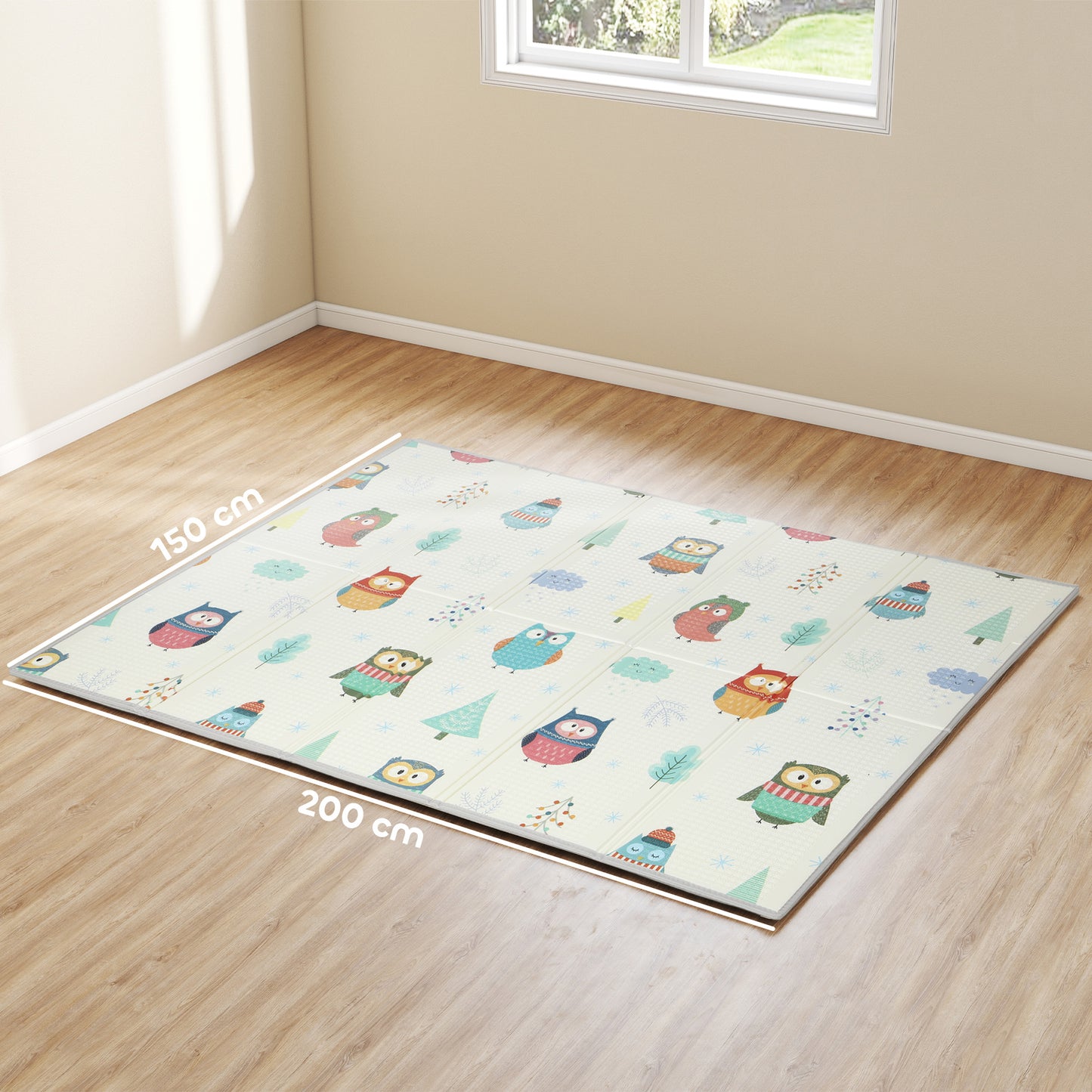 Foldable Baby Plat Mat Double Sided, Kids Floor Mat for Crawling