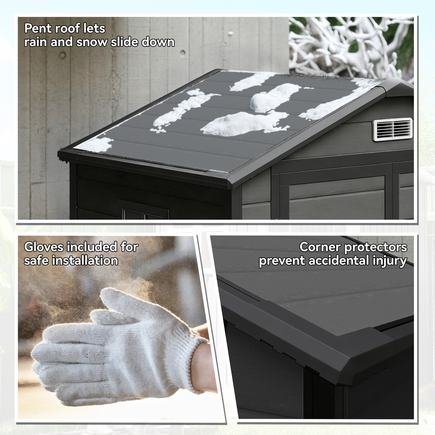 6'x4.5' Garden Storage Shed, Lockable Garden Shed with Double Doors