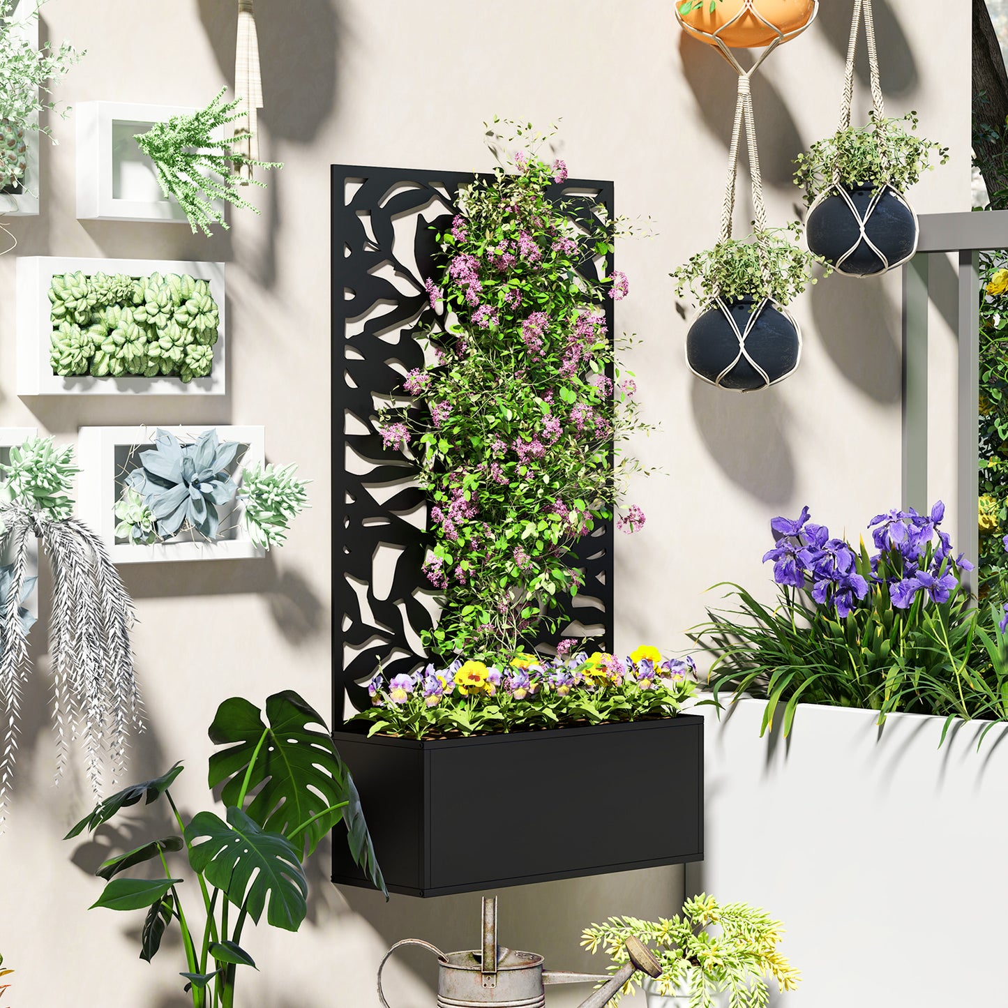 Metal Garden Bed with Trellis