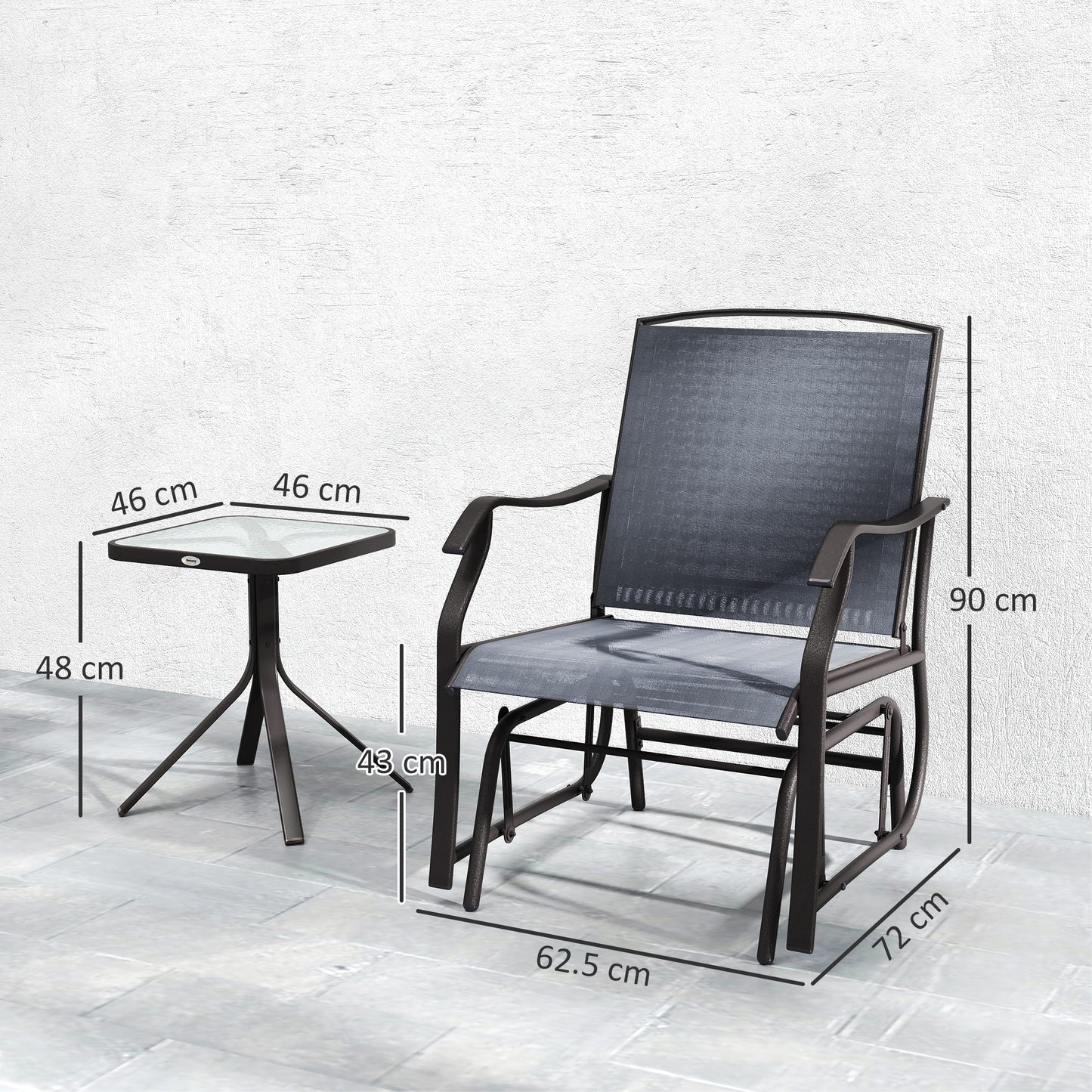 Glider Rocking Chair & Table Set 2 Single Seaters Rocker Garden