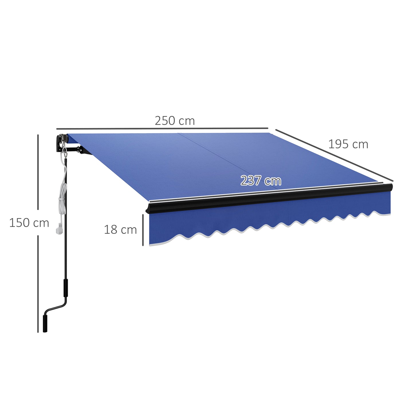 2.5 x 2m Electric Awning with LED Light and Remote Controller