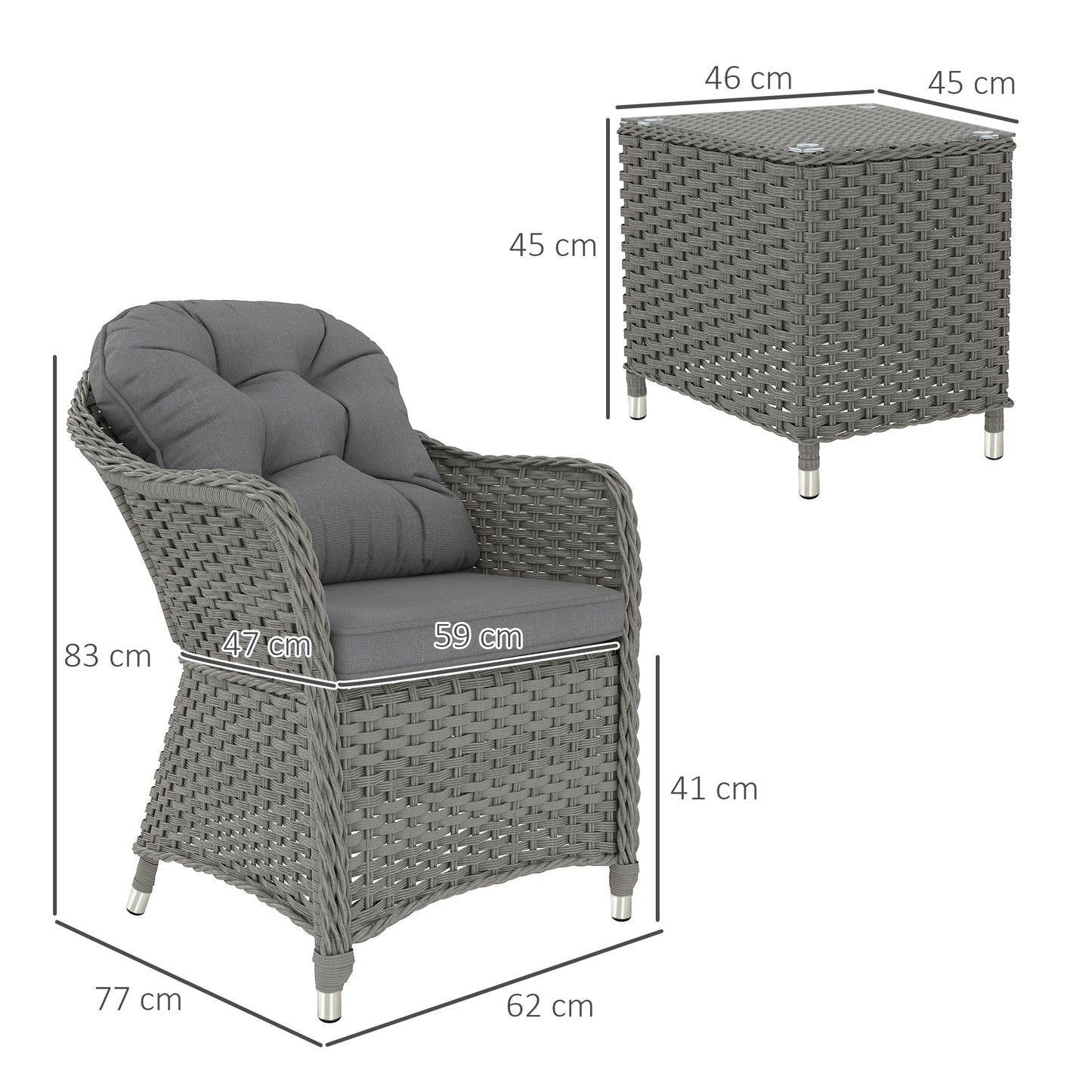 Three-Piece Super Padded Rattan Set