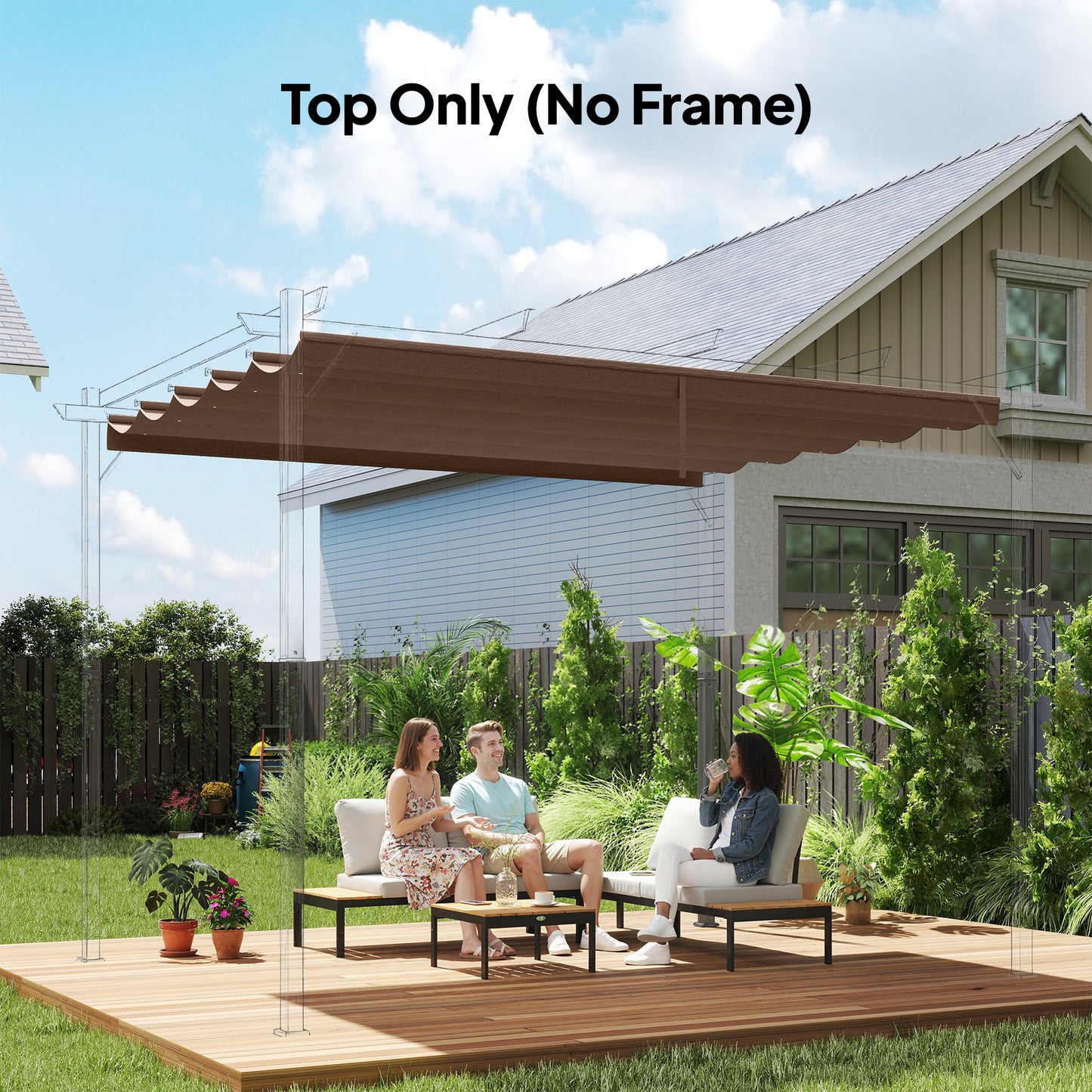 Retractable Pergola Cover, 3.5 x 2.6 m Replacement Canopy Fabric