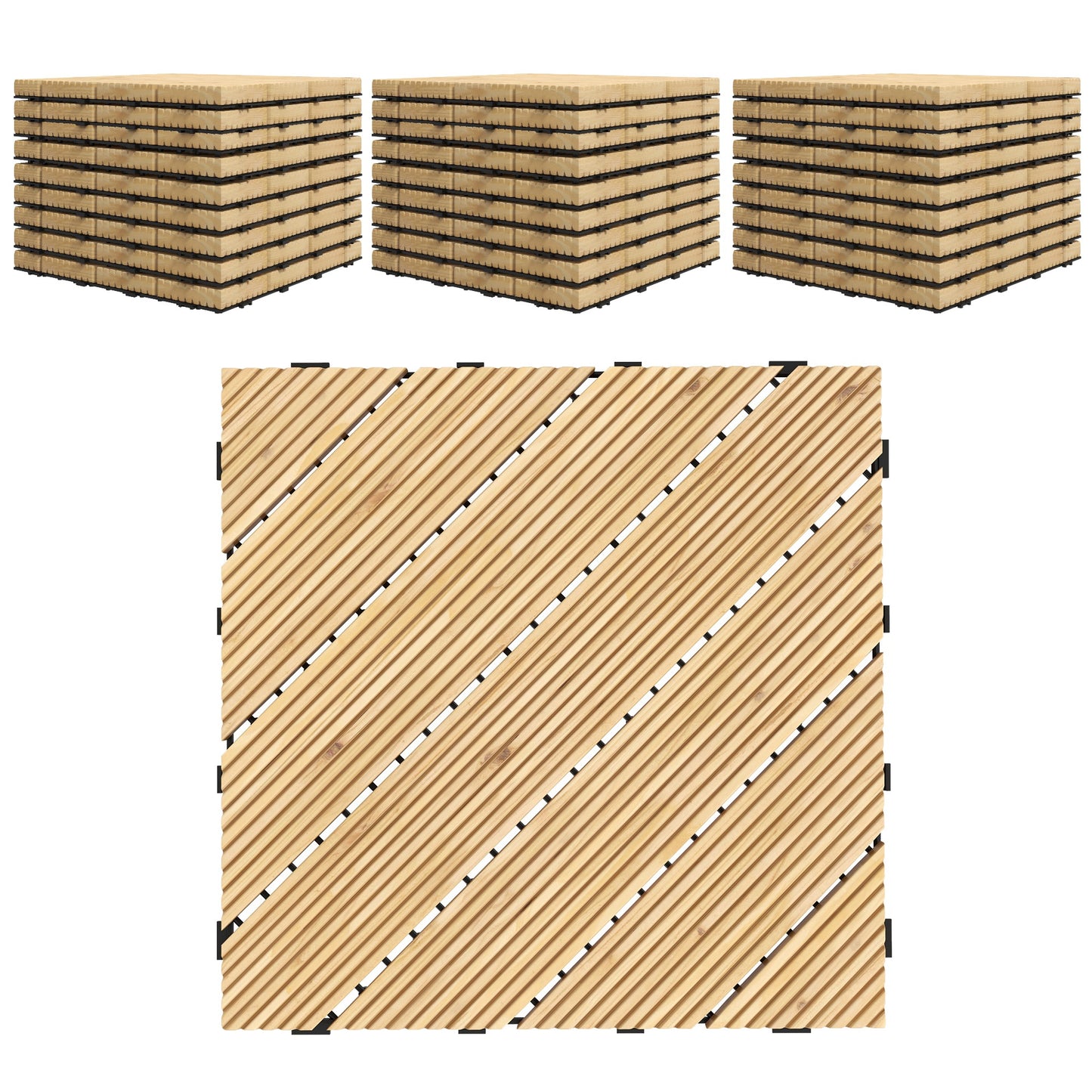 27 Pcs Wooden Interlocking Decking Tiles (2)