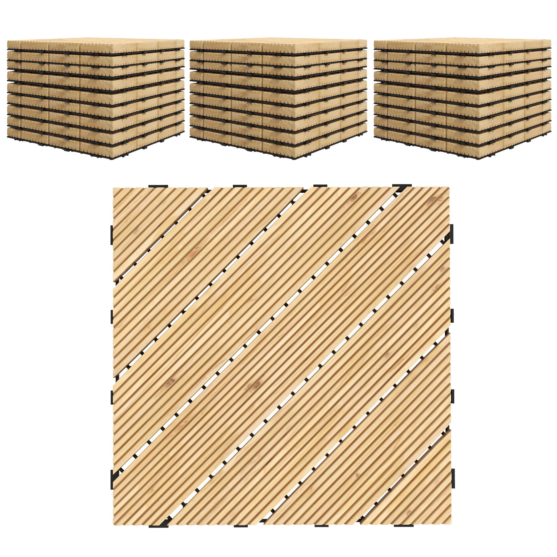 27 Pcs Wooden Interlocking Decking Tiles (2)