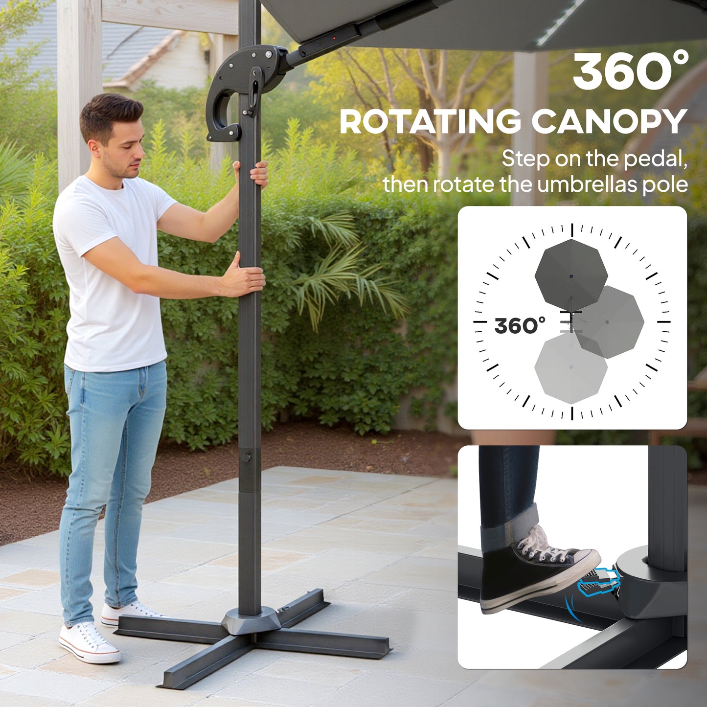 3(m) Cantilever Garden Parasol with Solar Powered Lights