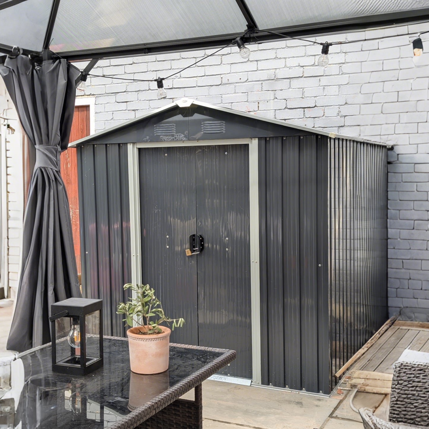 6.5x3.5ft Metal Garden Storage Shed for Outdoor Tool Storage