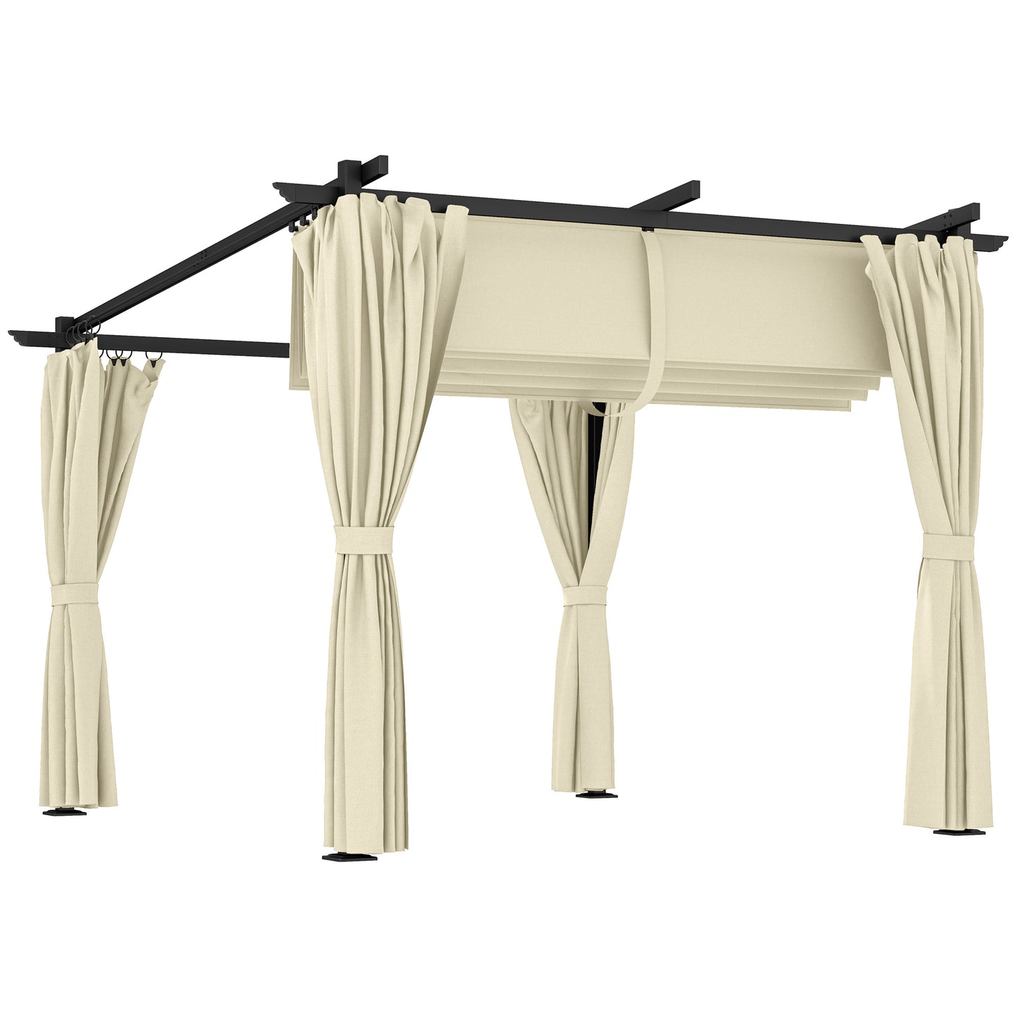 3 x 3 m Retractable Roof Pergola, with Curtains