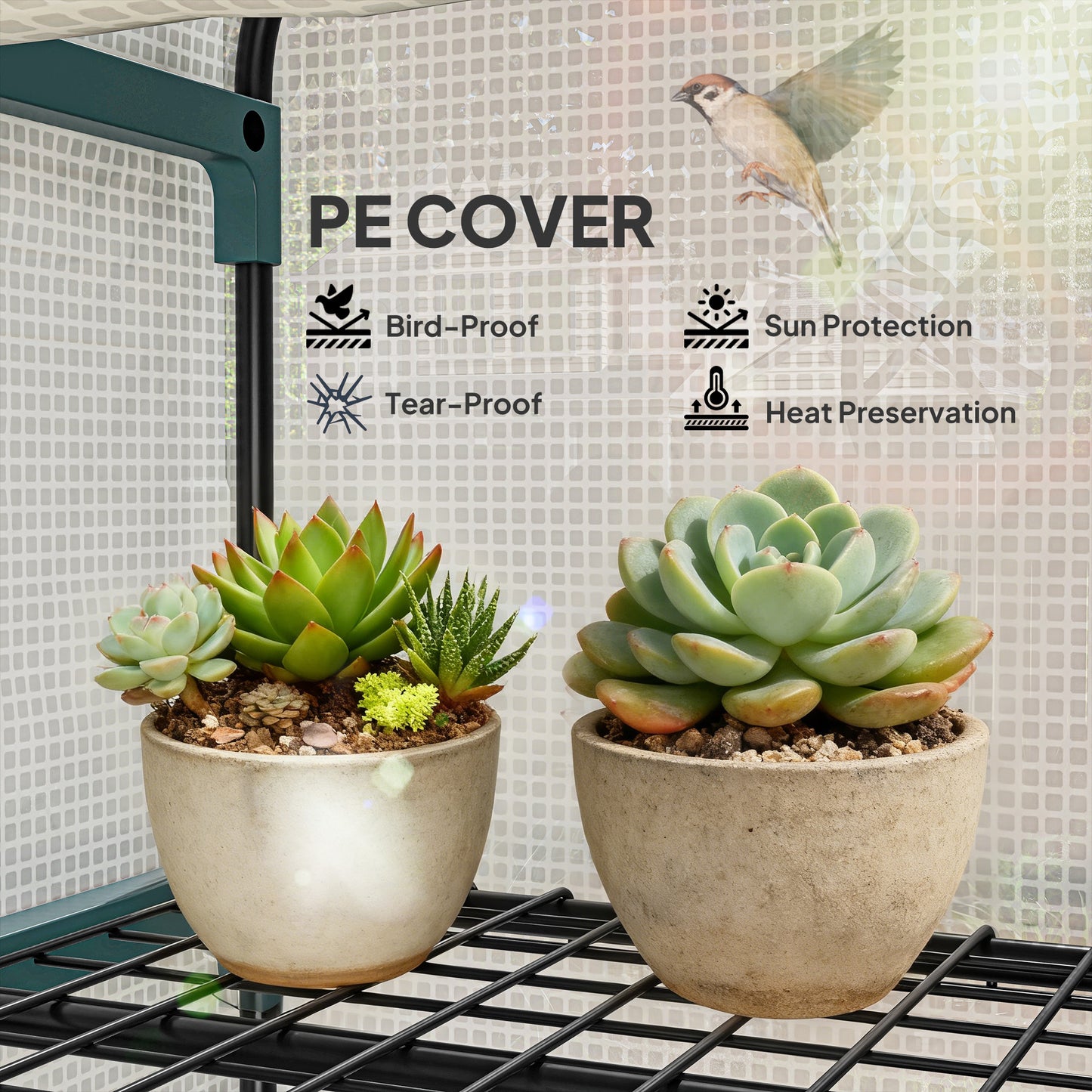 4 Tiers Mini Portable Greenhouse Compact Plant Grow Shed Metal