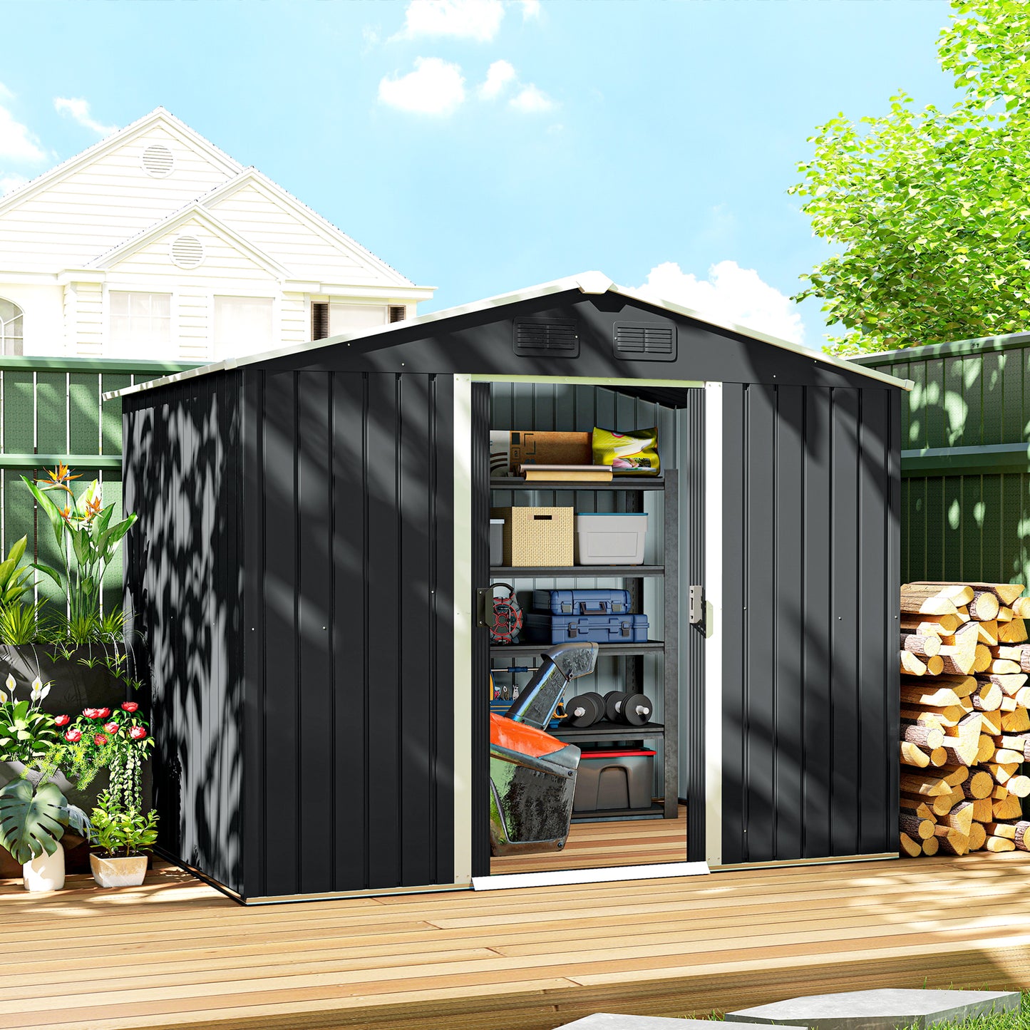7.7 x 5.7ft Metal Garden Shed