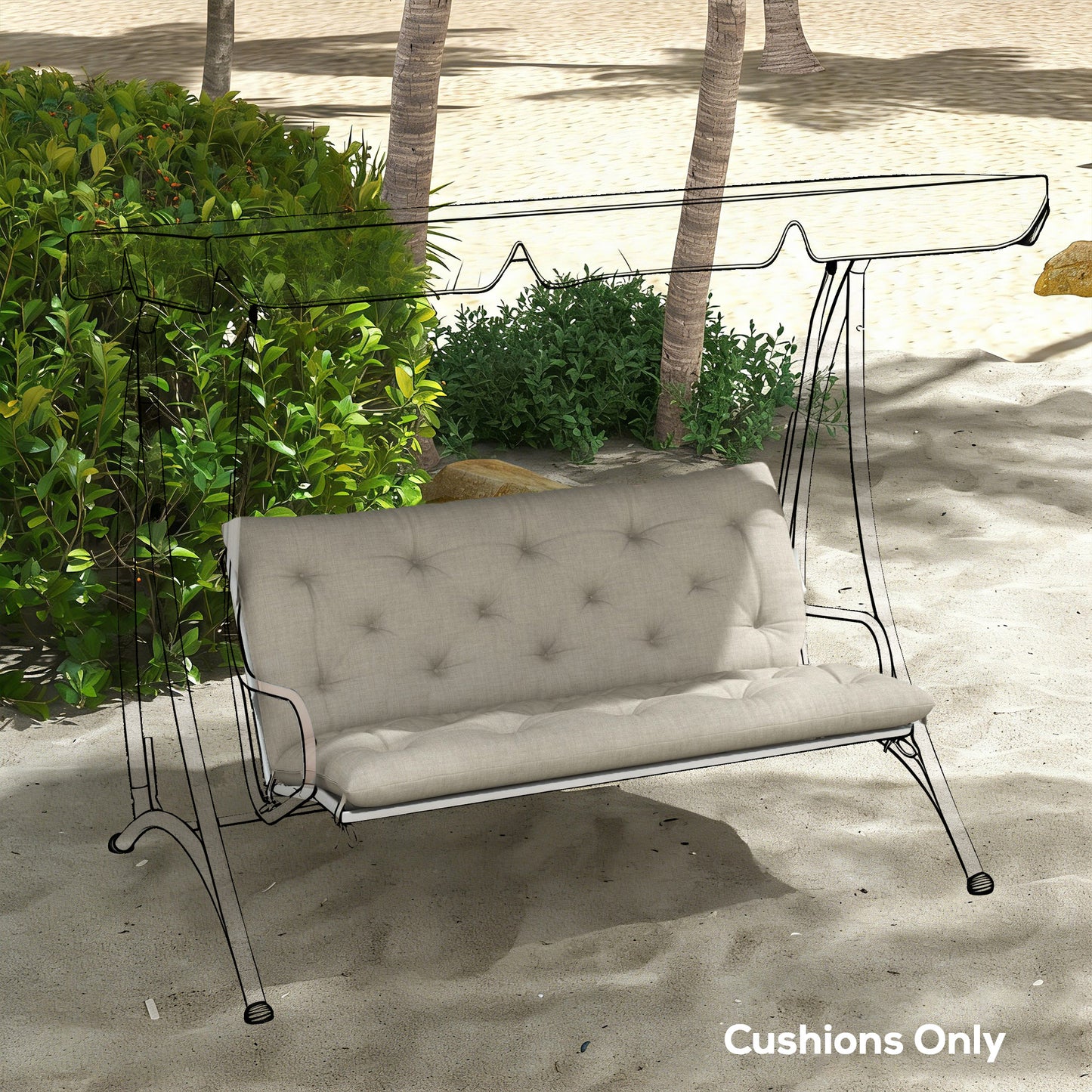 Garden Bench Cushion, 2 Seater Swing Chair Cushion