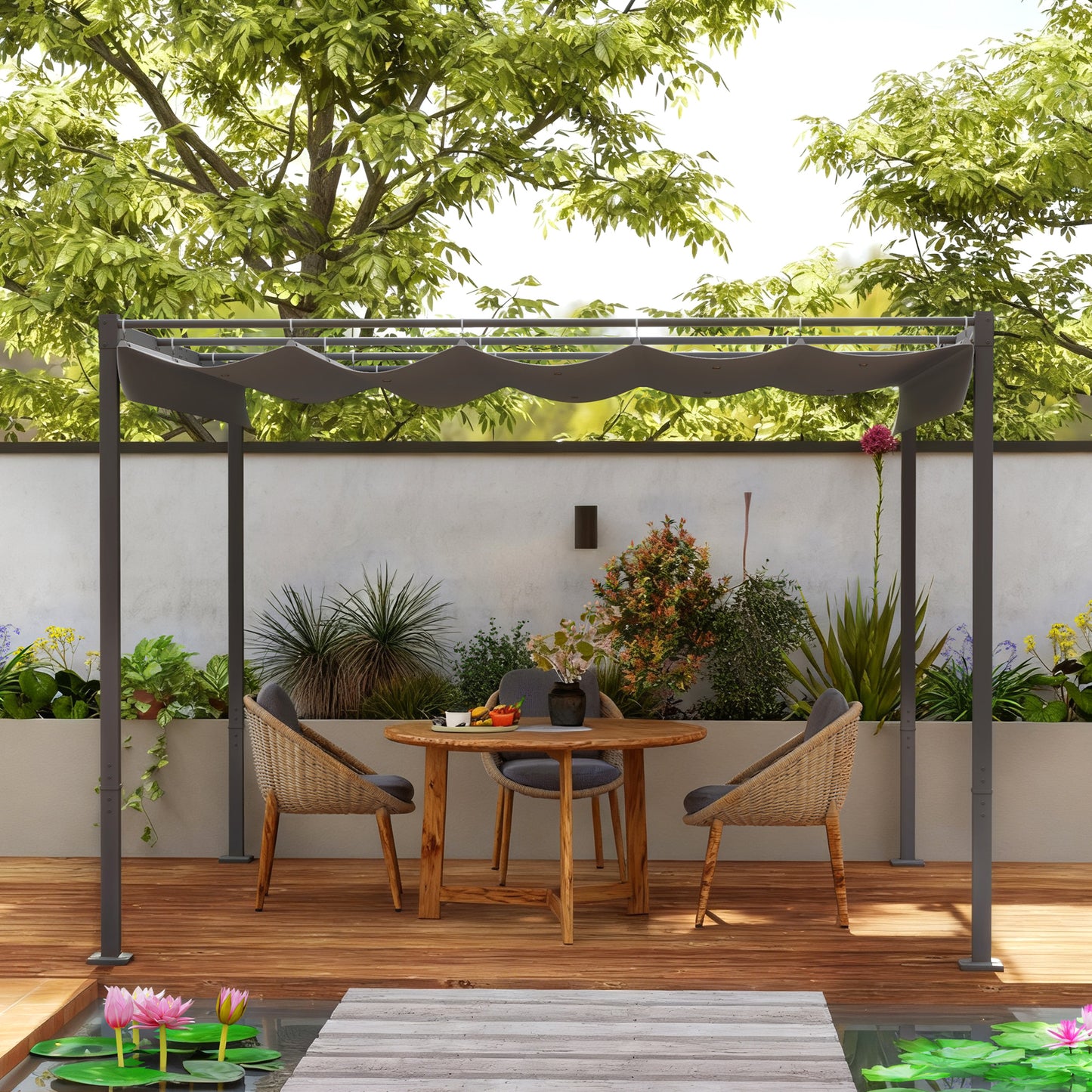 3 x 3m Retractable Roof Metal Pergola