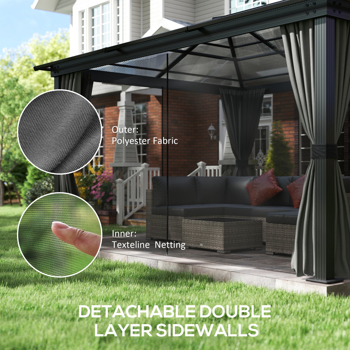3.6 x 4m Hardtop Gazebo Canopy with Polycarbonate Roof (1)