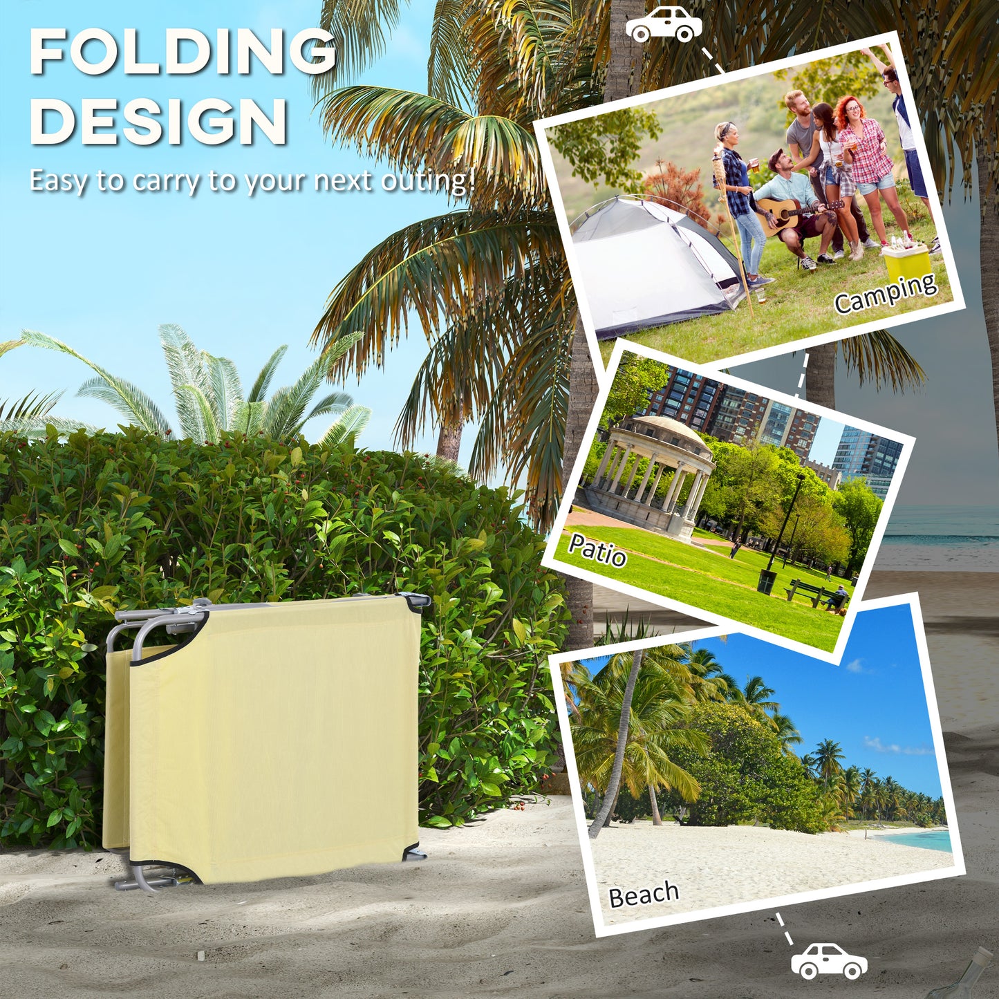 Folding Sun Lounger with Canopy