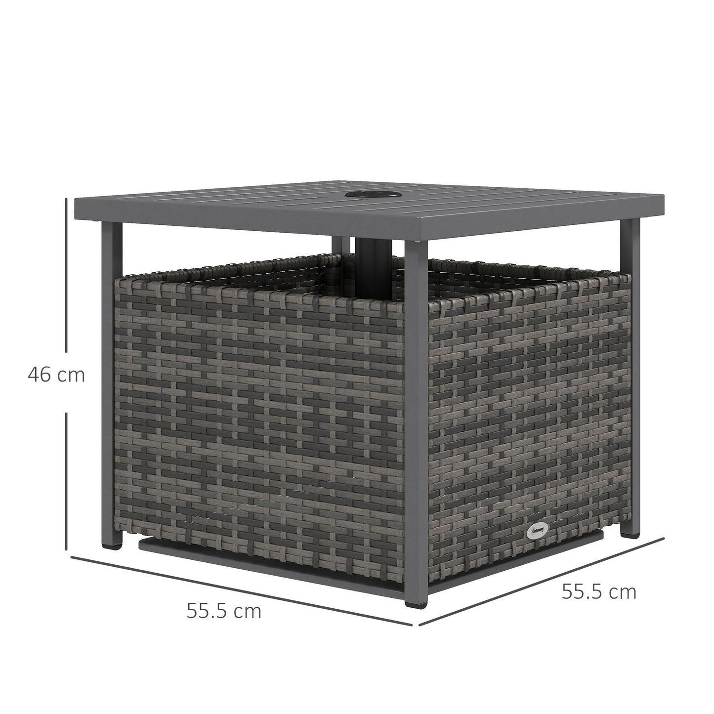 Outdoor Rattan Wicker Coffee Table w/ Umbrella Hole Suitable