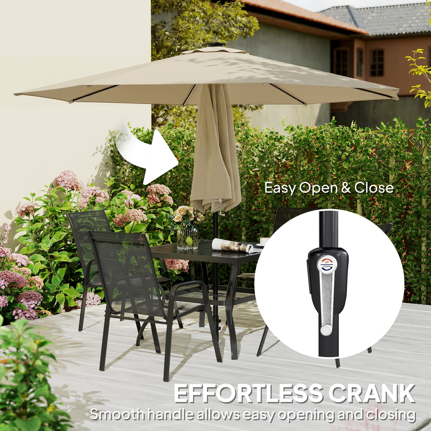 3 m Garden Parasol Umbrella with 112 Solar Powered LED Lights