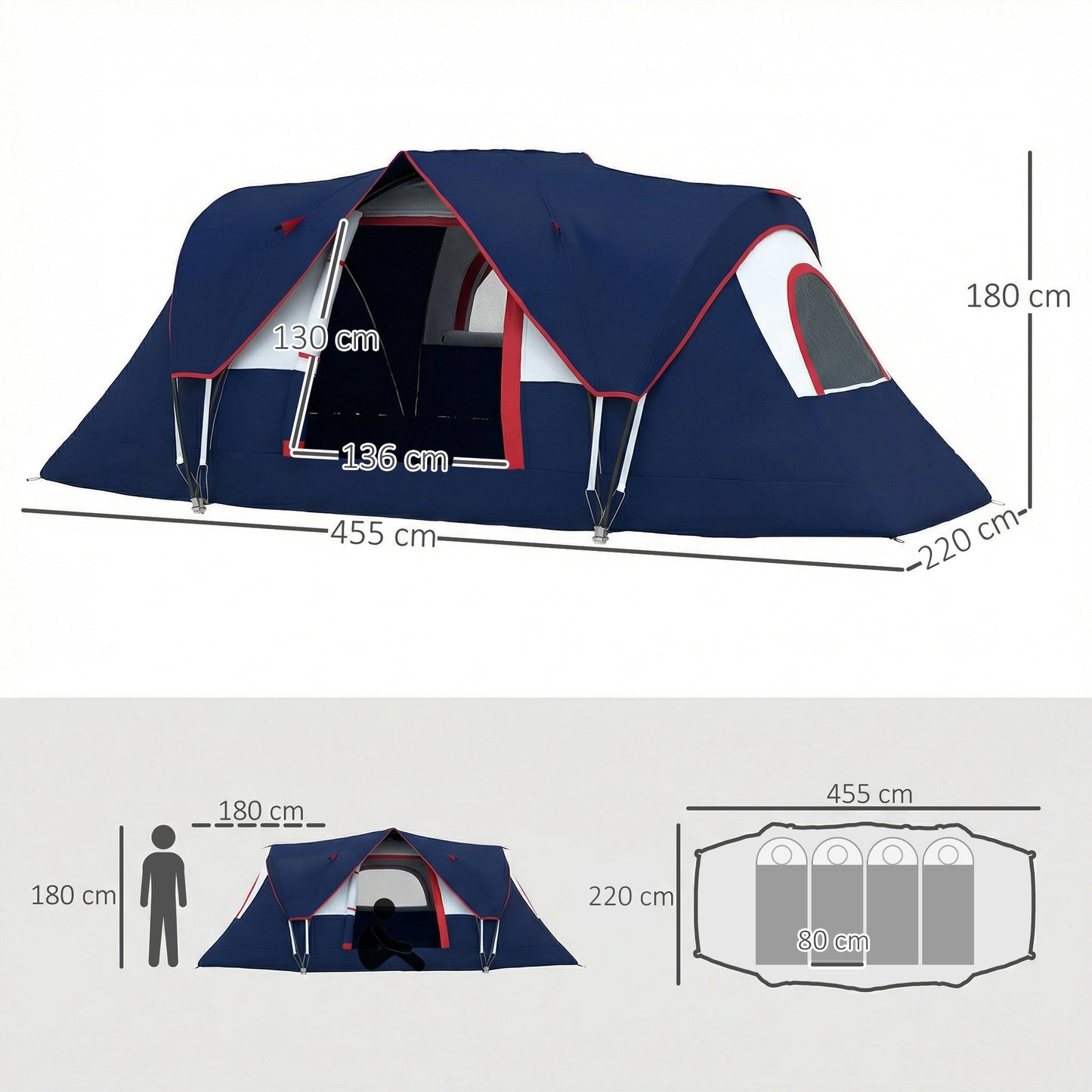 5-6 Man Camping Tent, Tunnel Tent (1)
