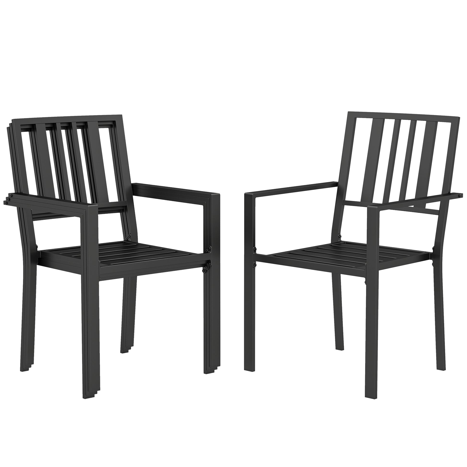 Set of Four Minimal Metal Garden Chairs