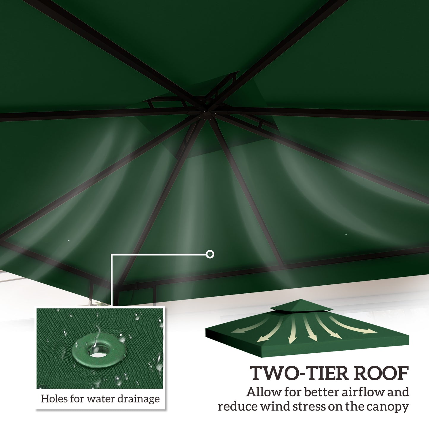 3(m) Gazebo Top Cover Double Tier Canopy Replacement Pavilion Roof (1)