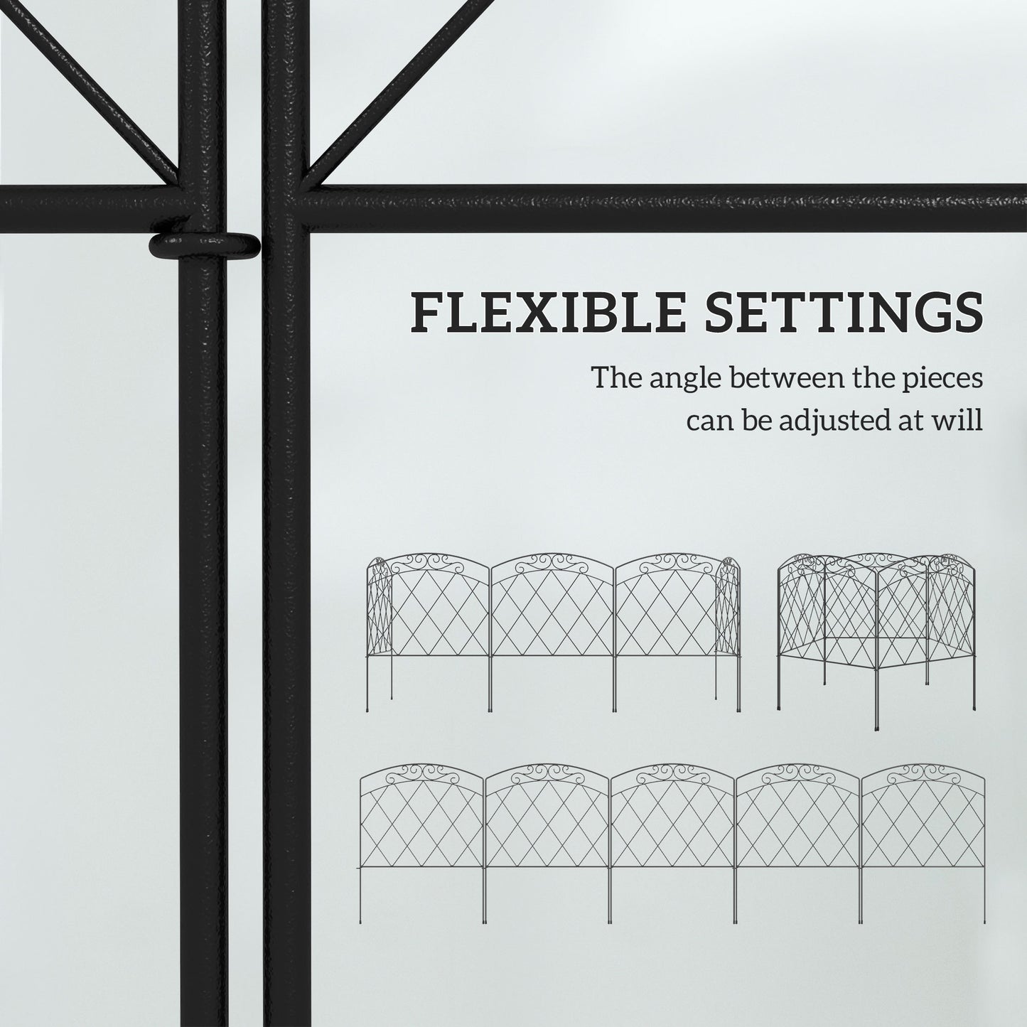 3m Decorative Metal Garden Fence - Diamond and Swirl Pattern (1)