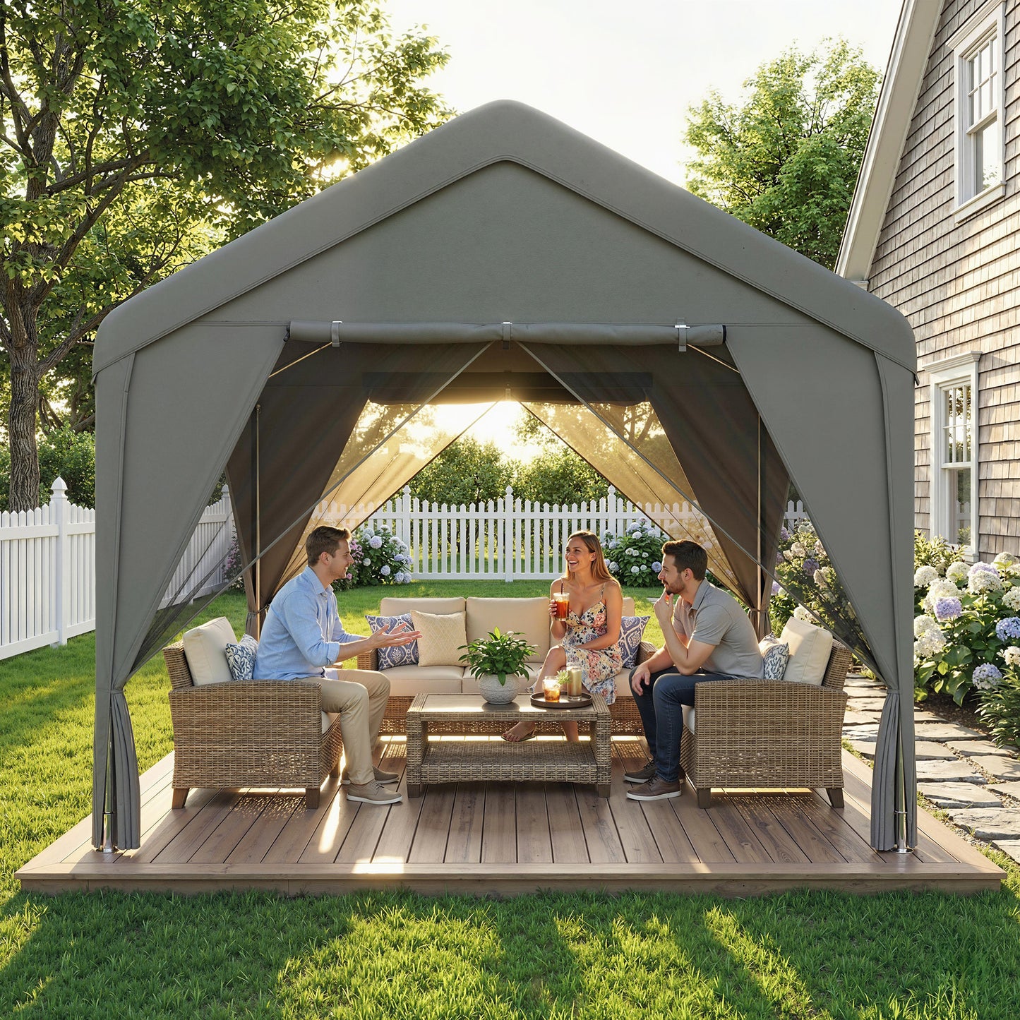 3 x 3 m Patio Gazebo with Netting & Curtains
