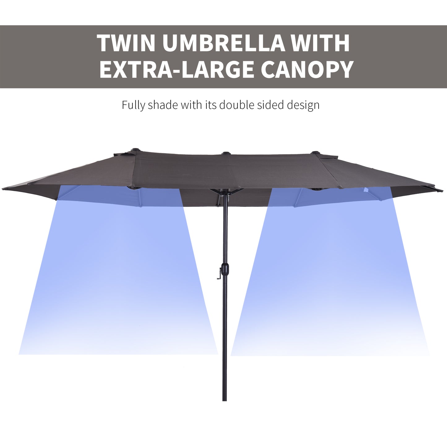 4.6m Garden Parasol Double-Sided Sun Umbrella Patio Market Shelter